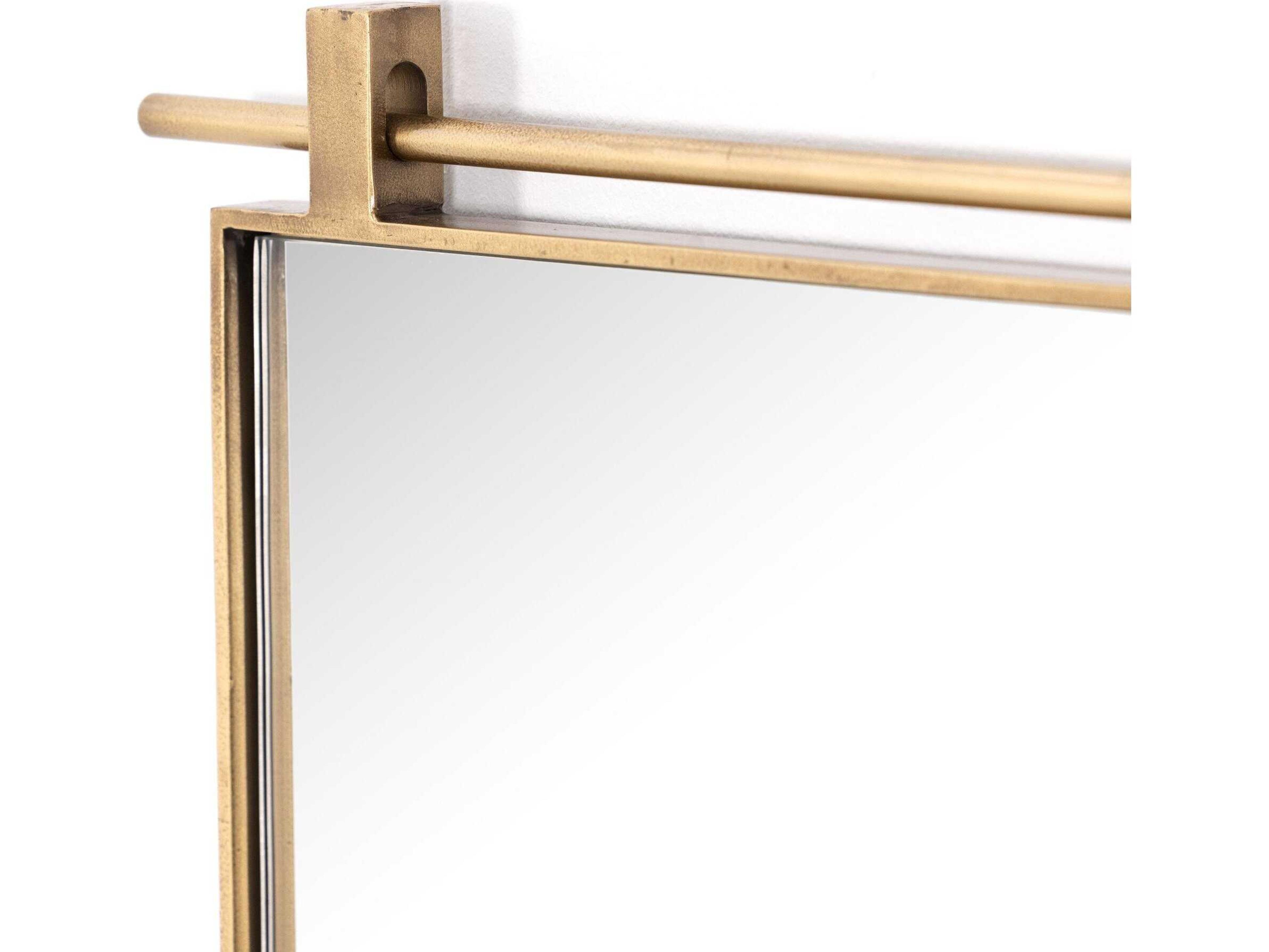 Four Hands Hutton Chico Antique Brass Rectangular Small Mirror