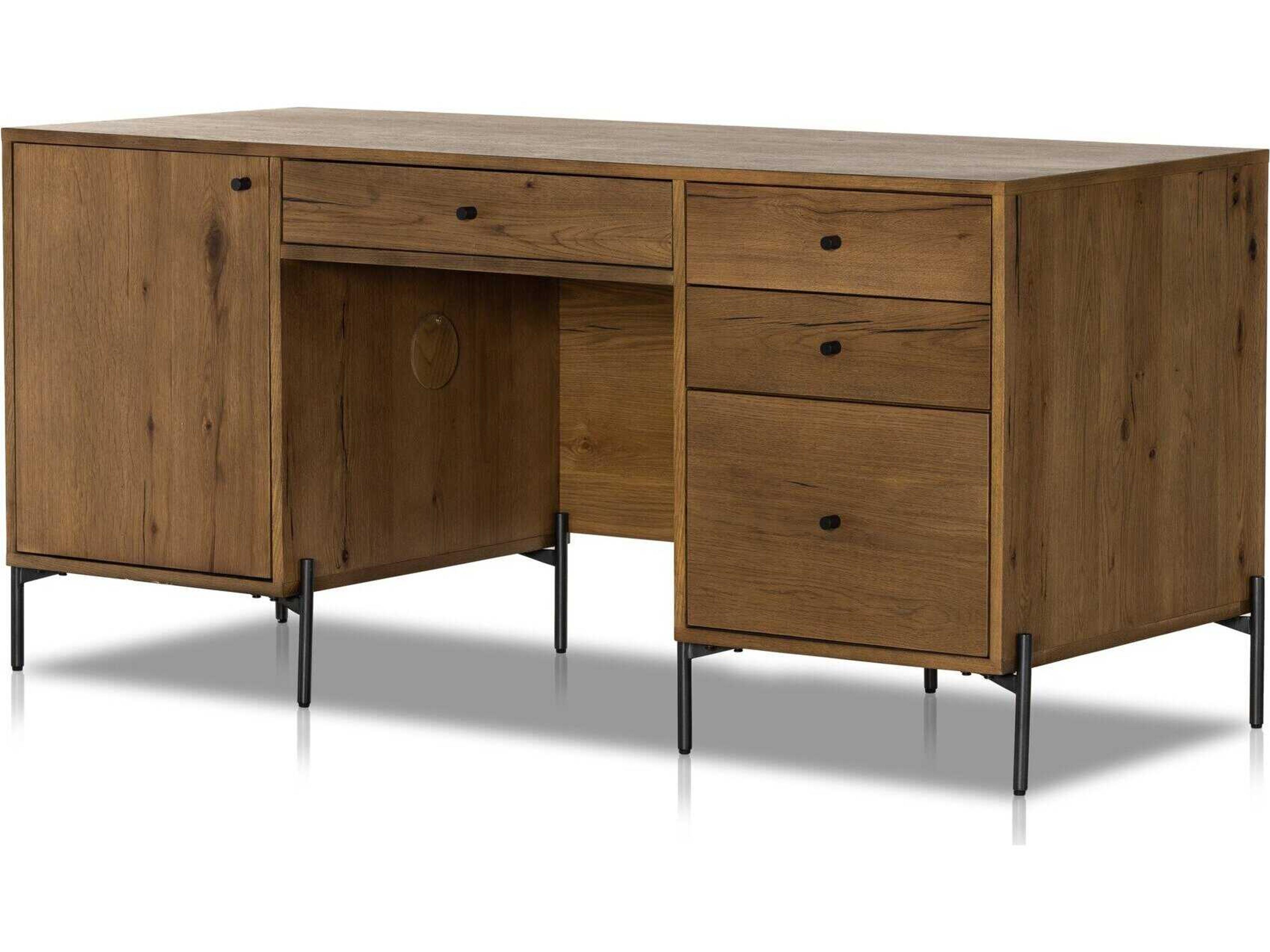 Haiden Eaton Amber Oak Resin Oak Wood Executive Desk