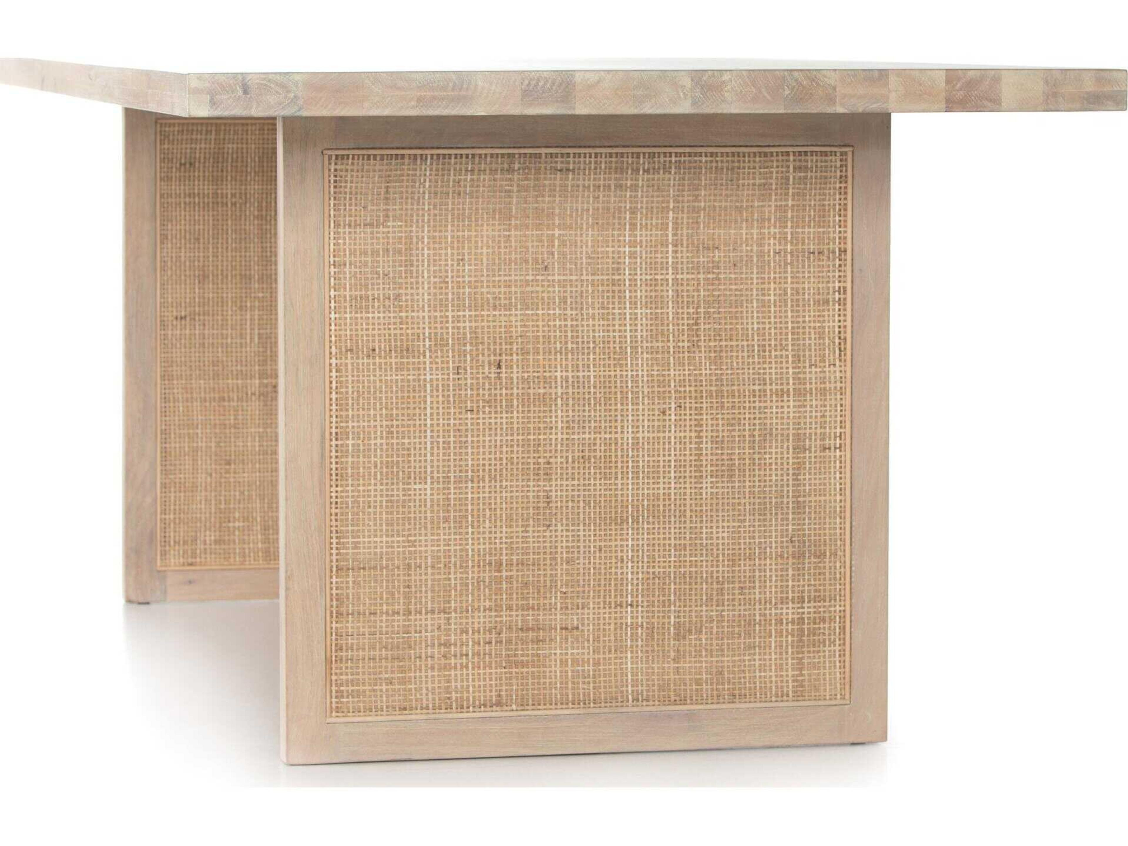 Luxecor Globetrotter Clarita Rectangular Wood White Wash Mango Natural Cane Dining Table