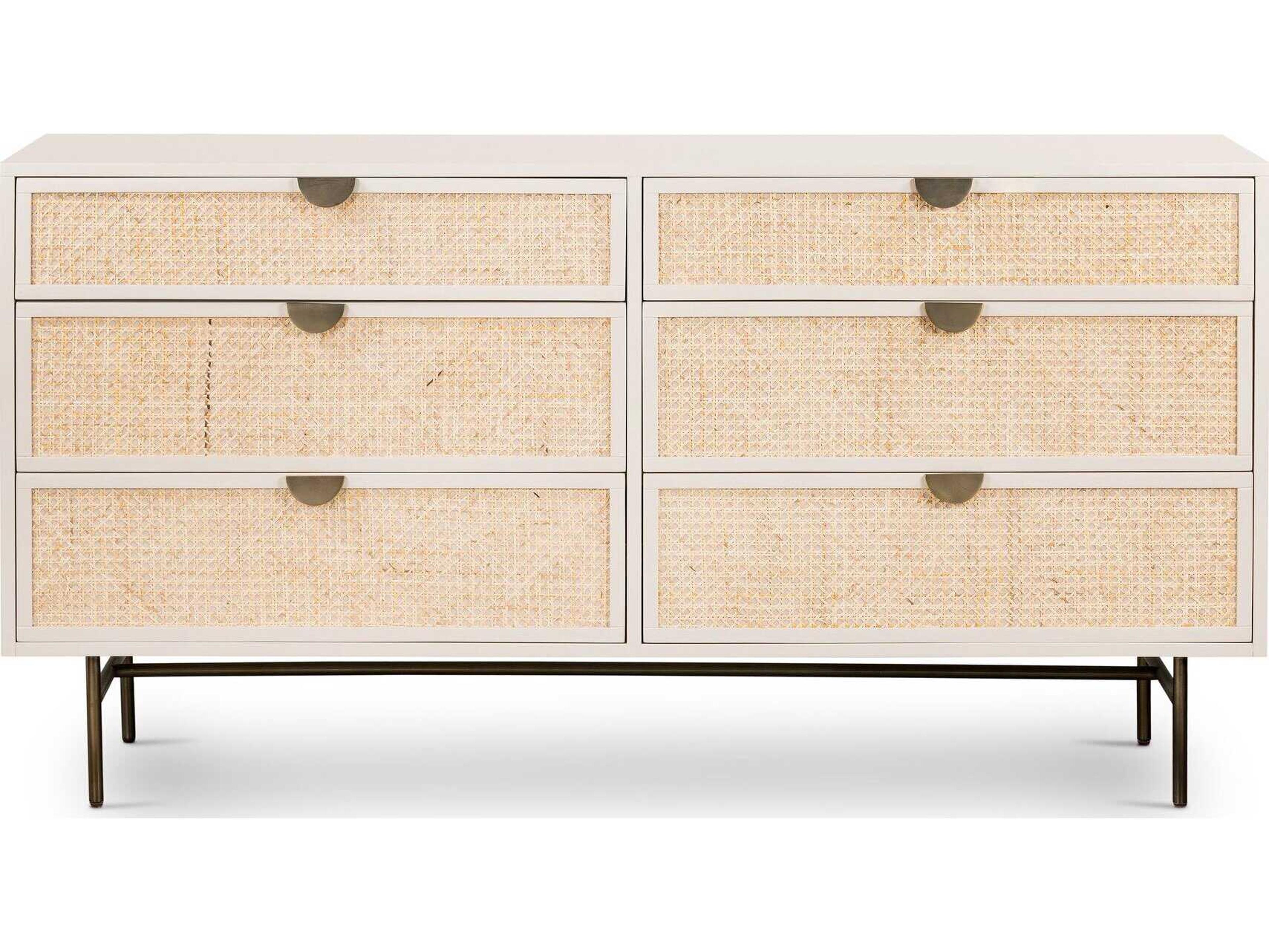 Four Hands Belfast Luella 6-Drawers Beige Hardwood Double Dresser