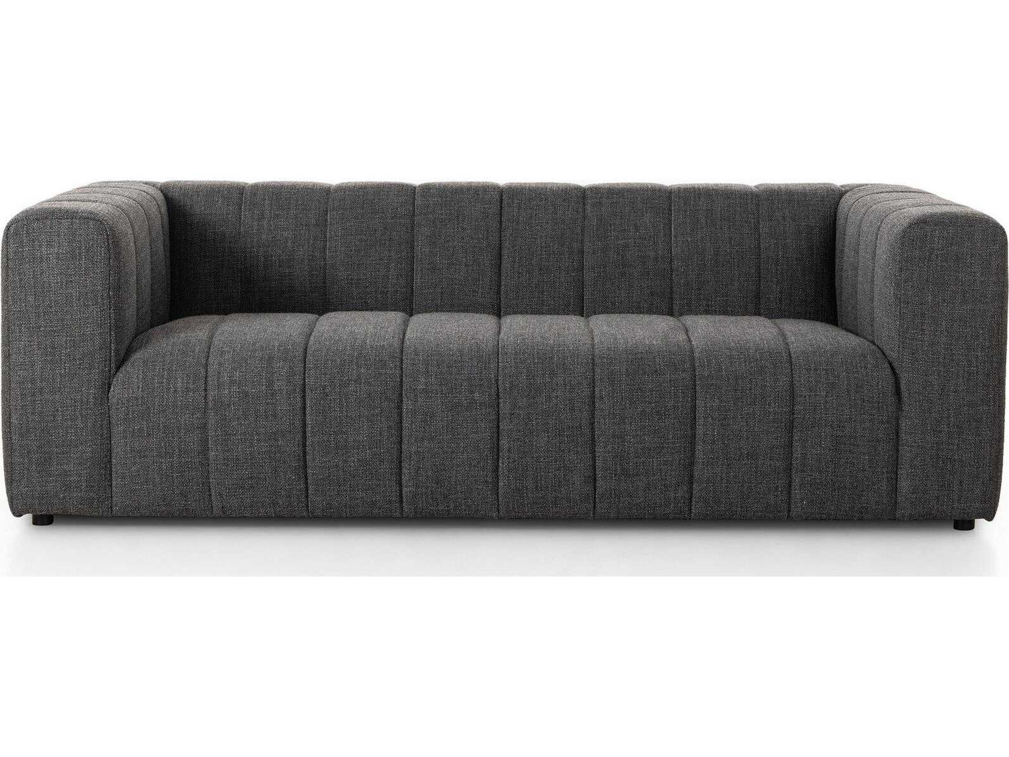 Four Hands Grayson Langham Saxon Charcoal Upholstered Channeled Sofa