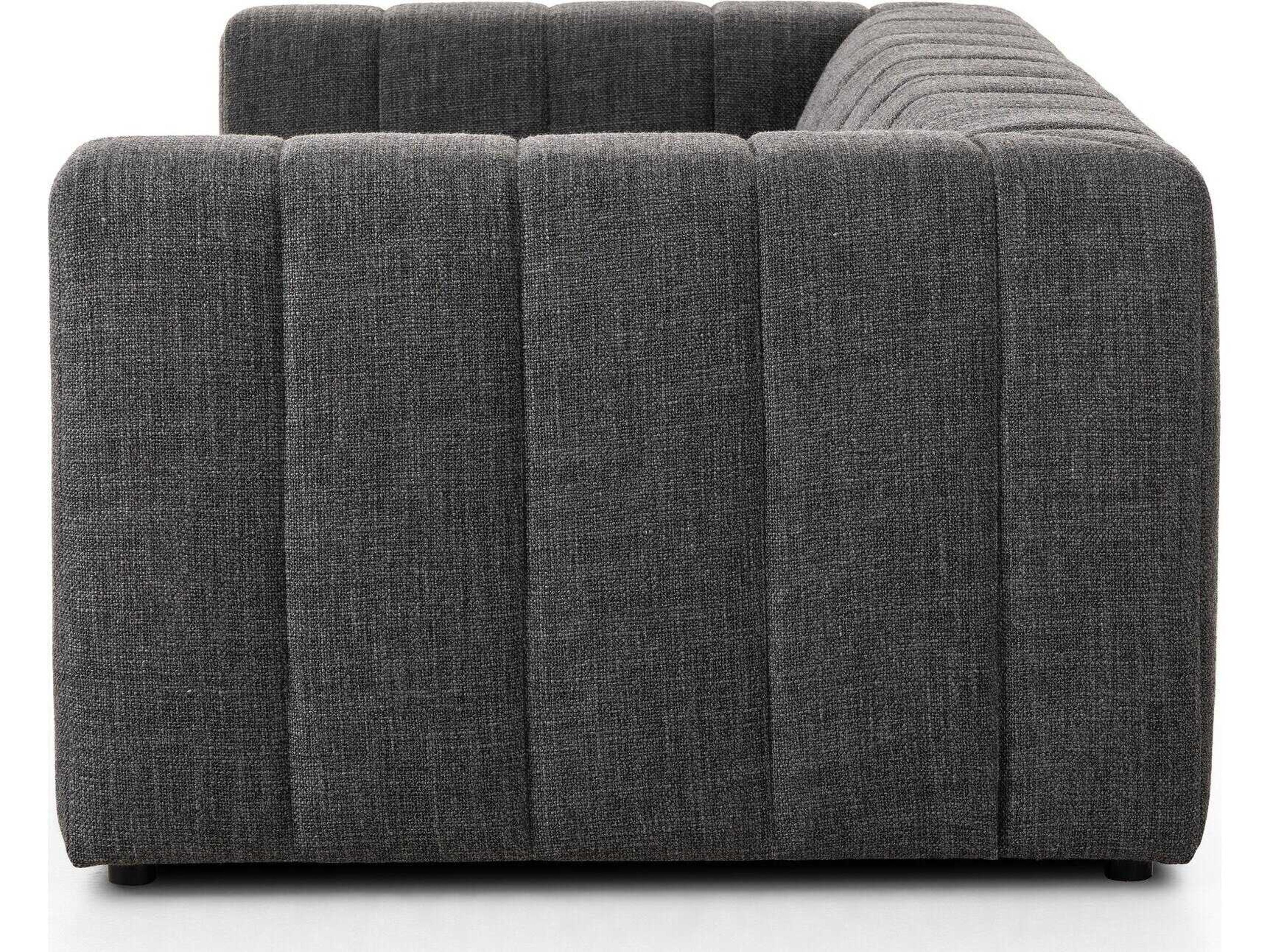 Four Hands Grayson Langham Saxon Charcoal Upholstered Channeled Sofa
