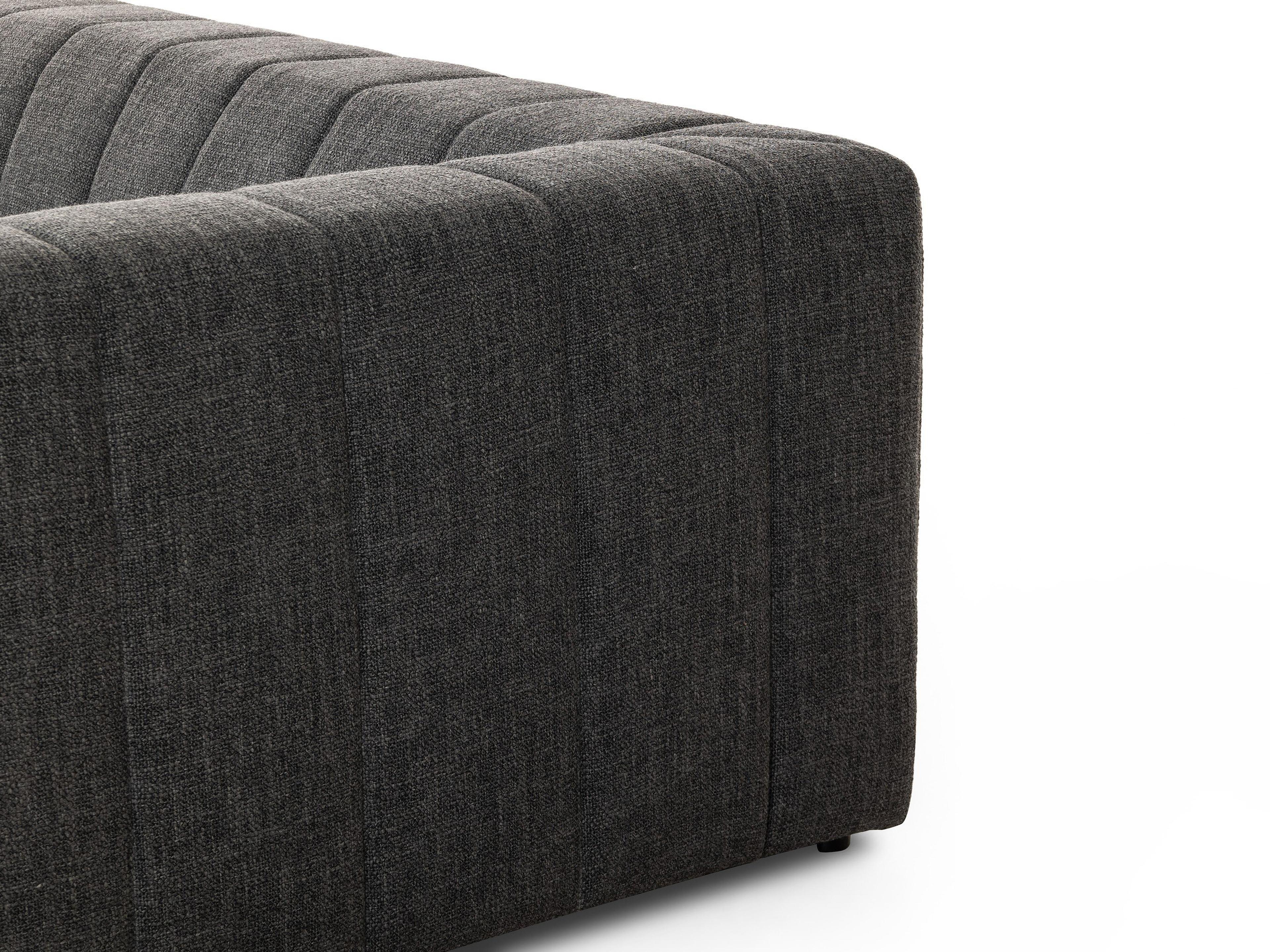 Four Hands Grayson Langham Saxon Charcoal Upholstered Channeled Sofa