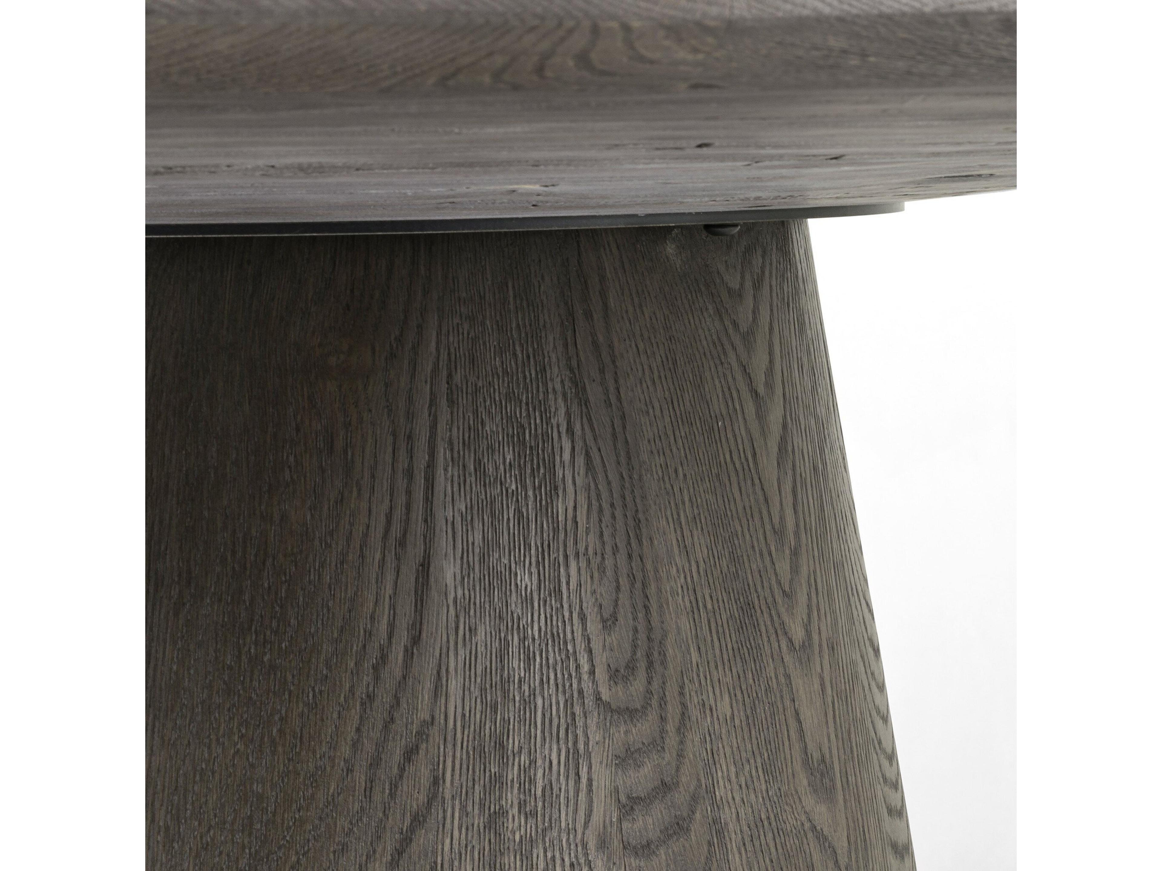 Four Hands Hughes Skye Round Weathered Dark Oak White Marble Dining Table