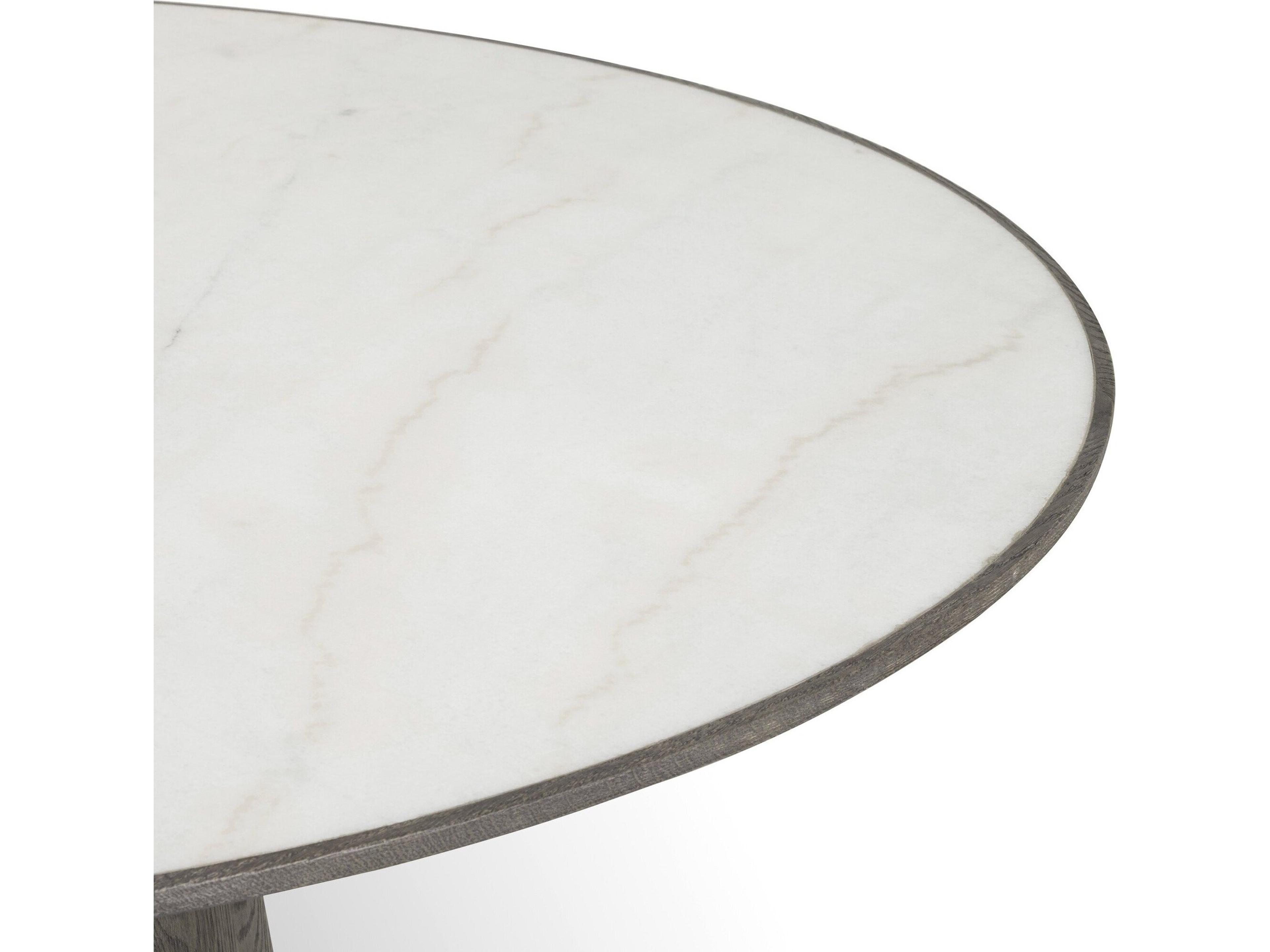 Four Hands Hughes Skye Round Weathered Dark Oak White Marble Dining Table