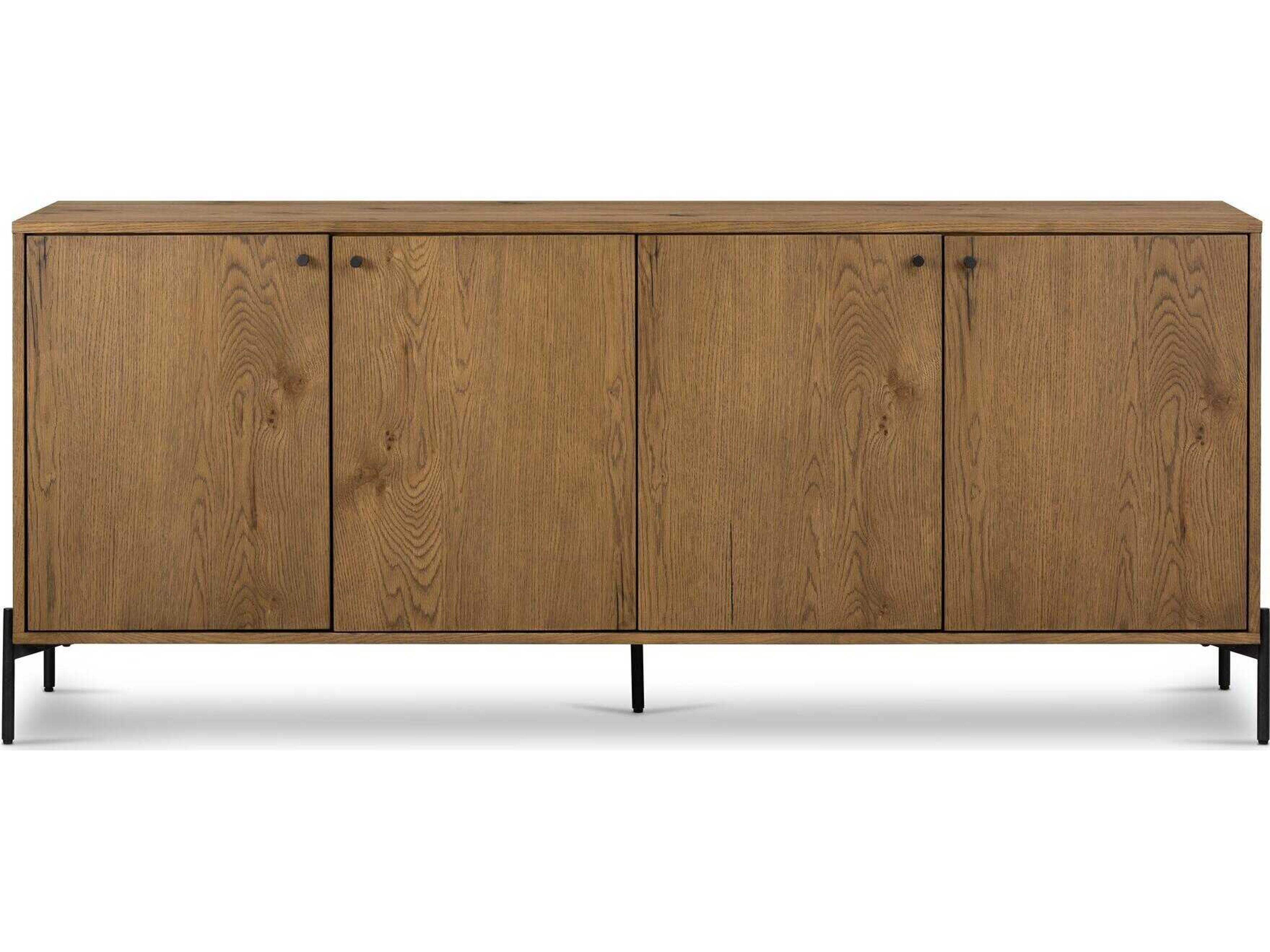 Four Hands Haiden 75" Oak Wood Amber Resin Dark Gunmetal Sideboard