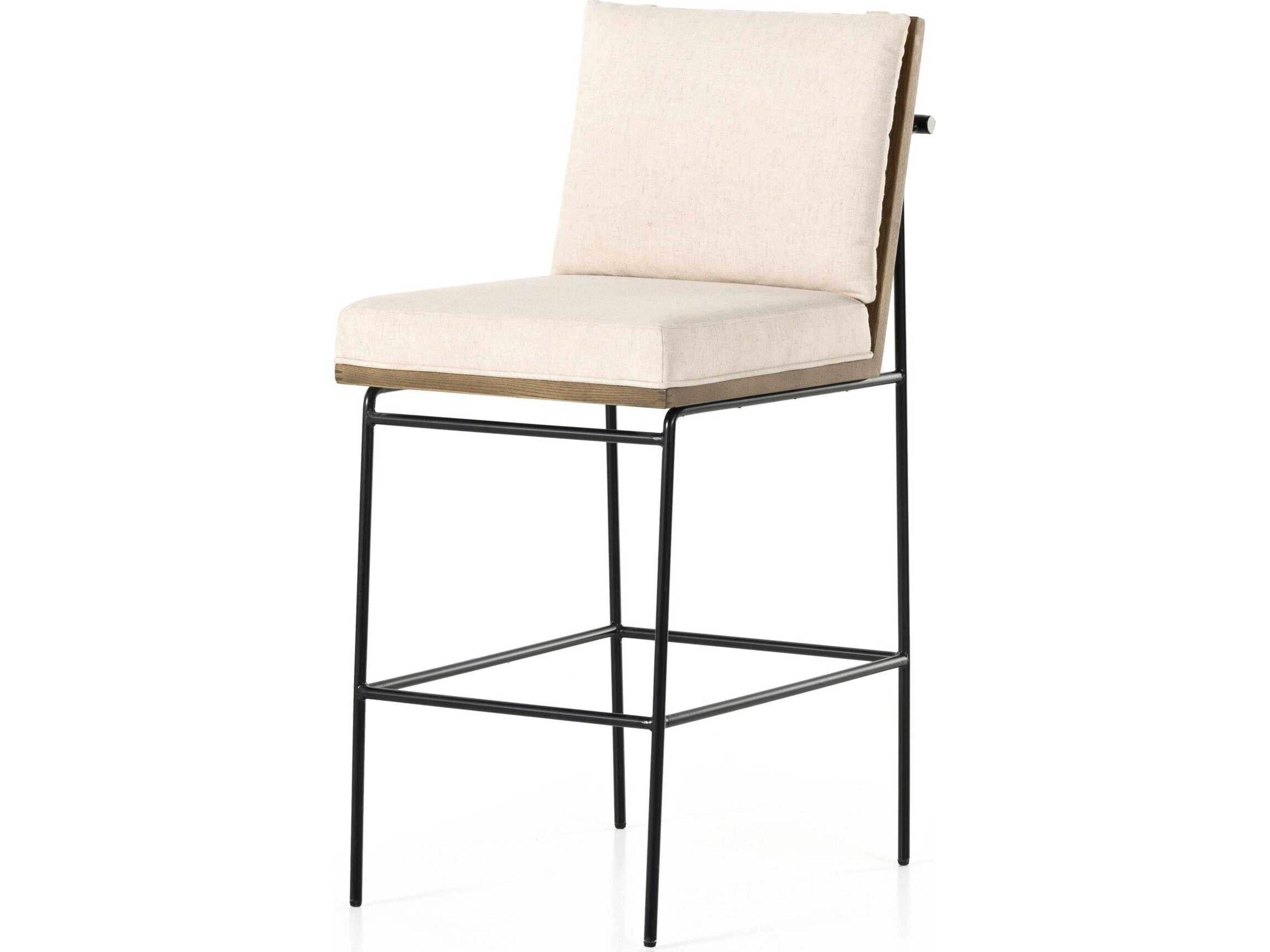 Westgate Crete Savile Flax Upholstered Oak Wood Bar Stool