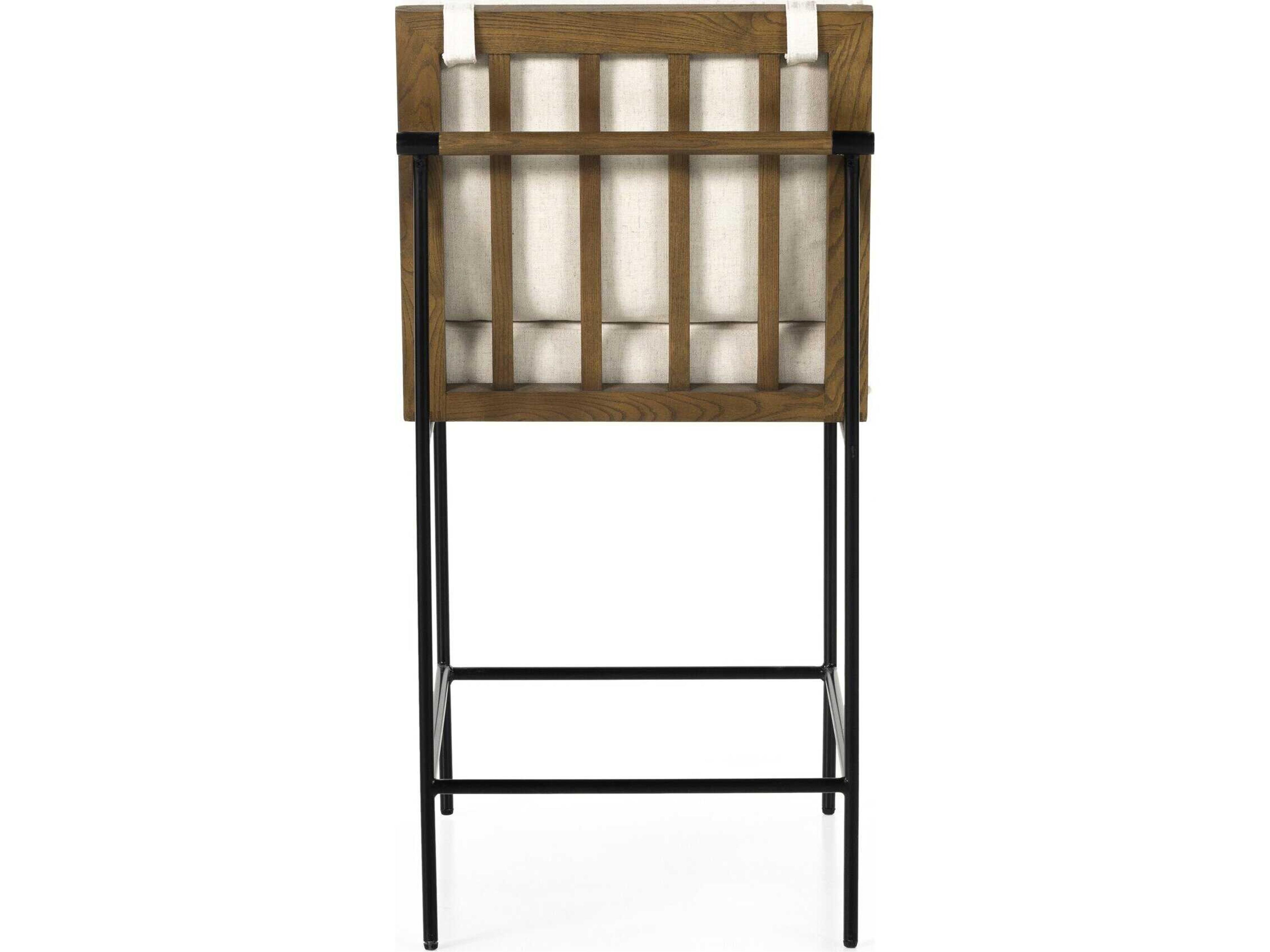 Luxecor Globetrotter Crete Upholstered Oak Wood Amber Midnight Iron Savile Flax Counter Stool