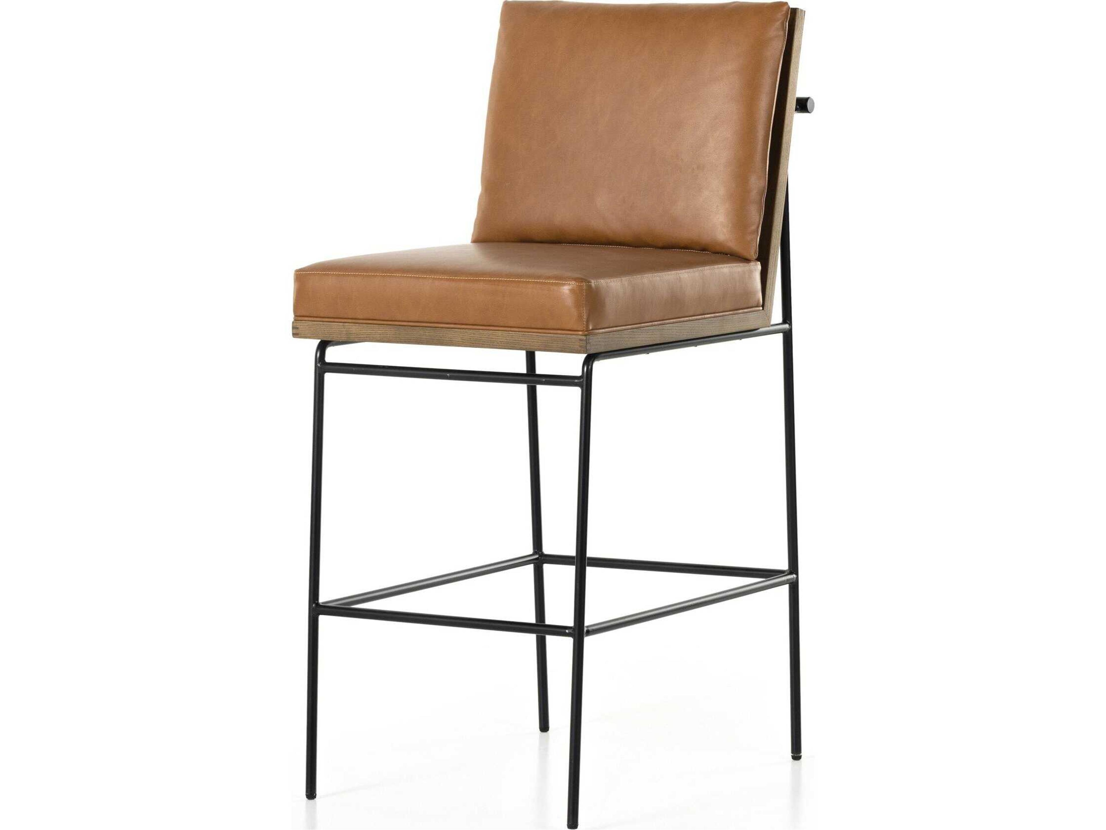 Westgate Crete Sierra Butterscotch Leather Oak Wood Bar Stool