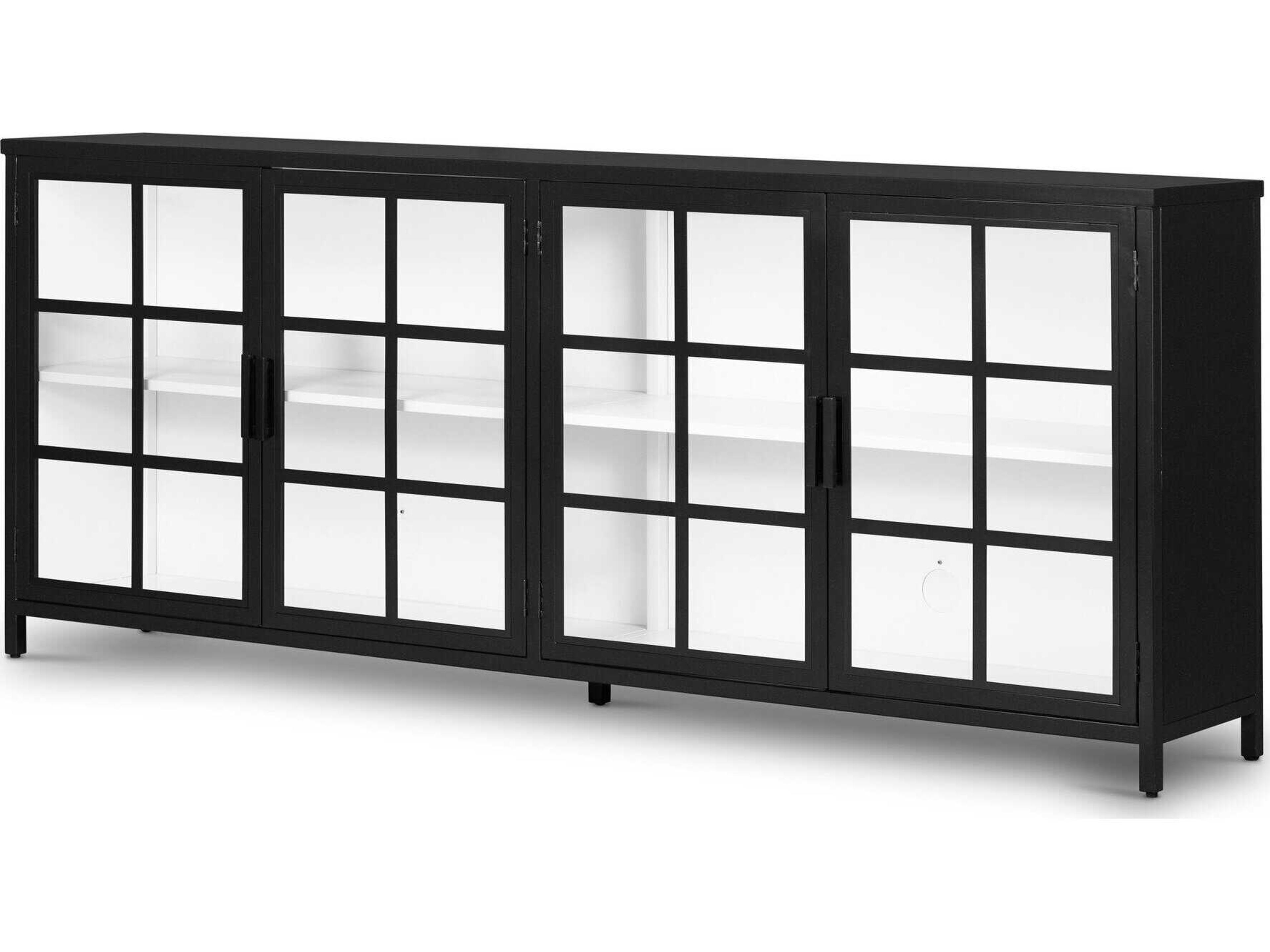 Globetrotter Lexington 95" Black Tempered Glass White Sideboard