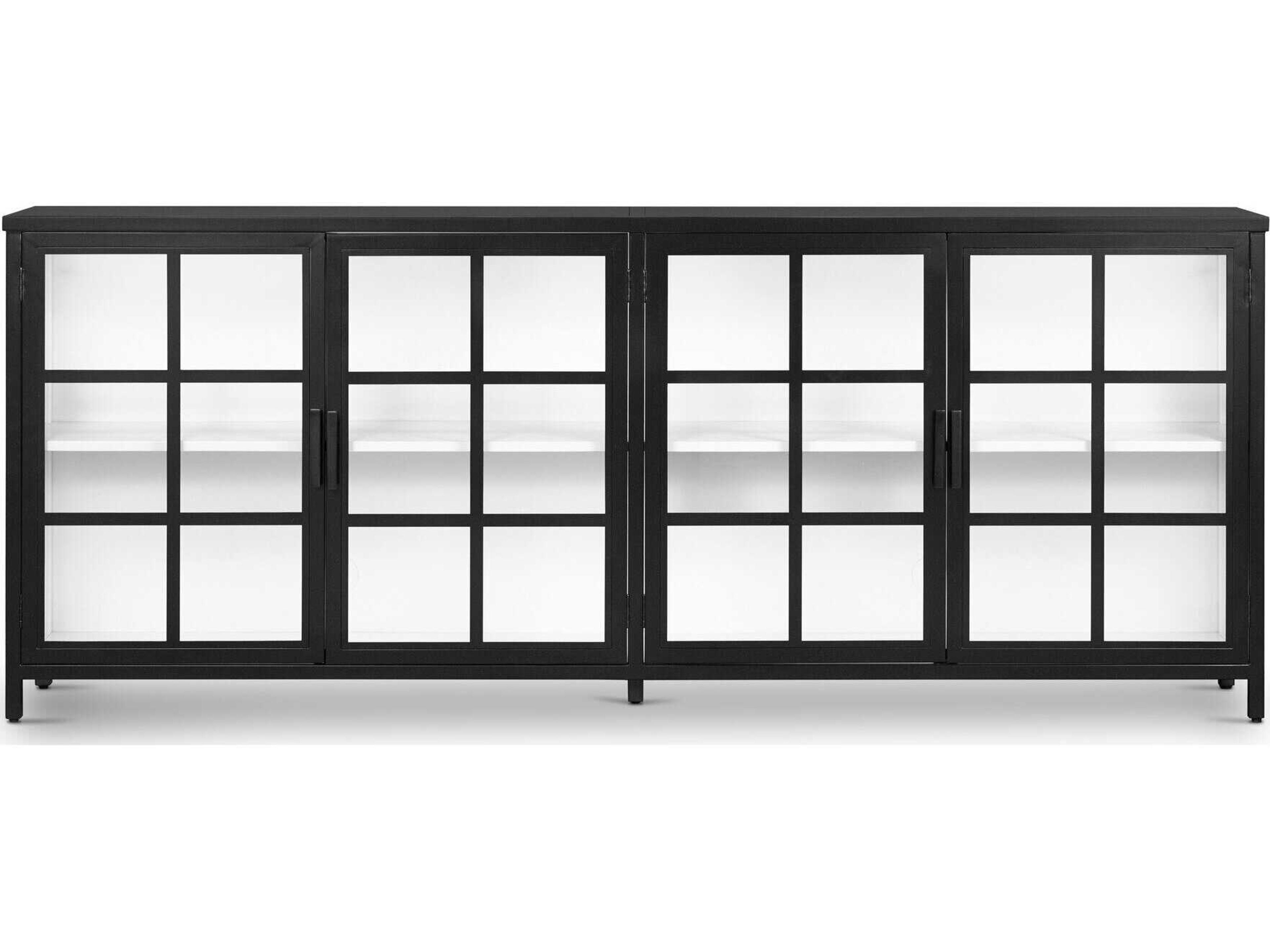 Luxecor Globetrotter Lexington 95" Black Tempered Glass White Sideboard