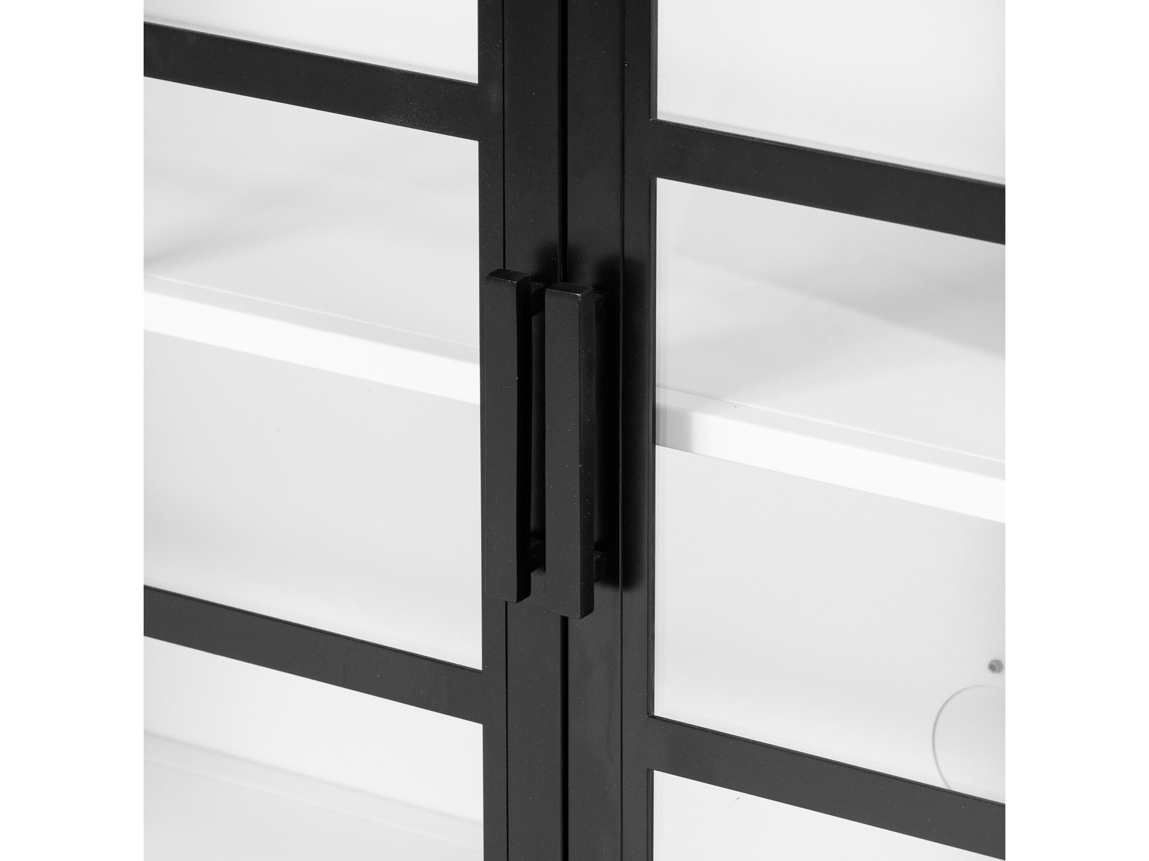 Luxecor Globetrotter Lexington 95" Black Tempered Glass White Sideboard