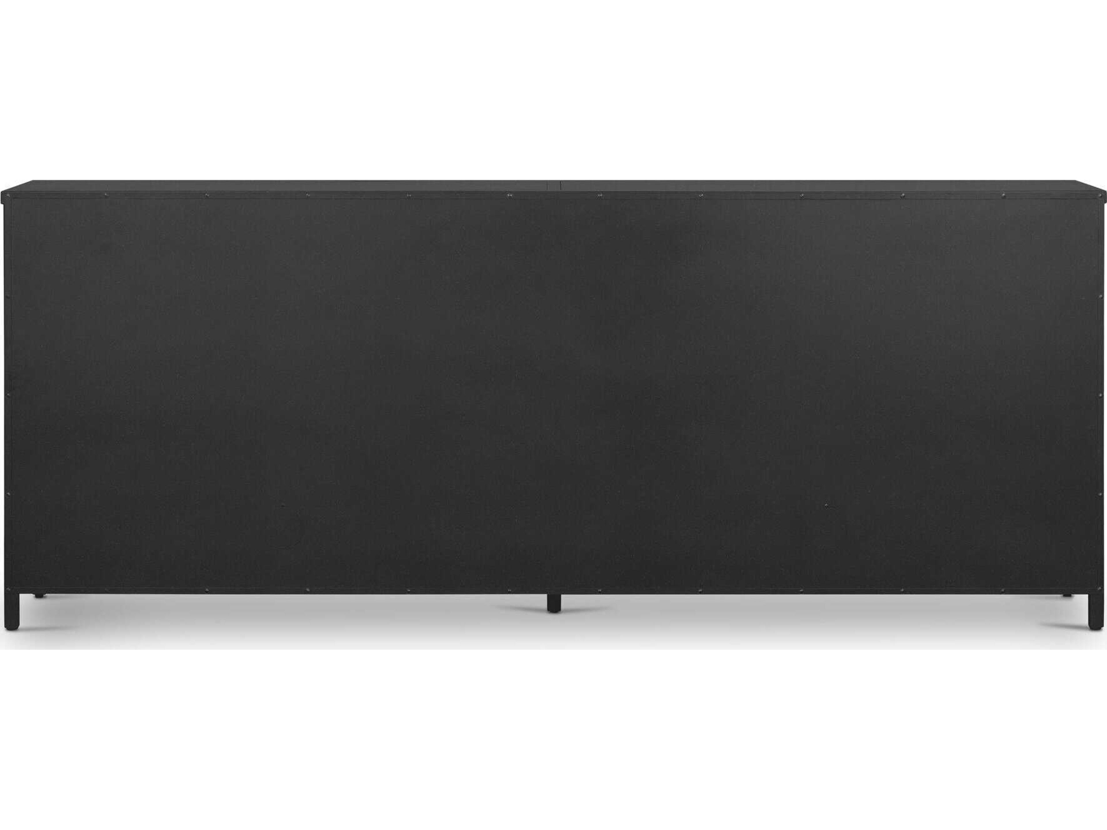 Luxecor Globetrotter Lexington 95" Black Tempered Glass White Sideboard