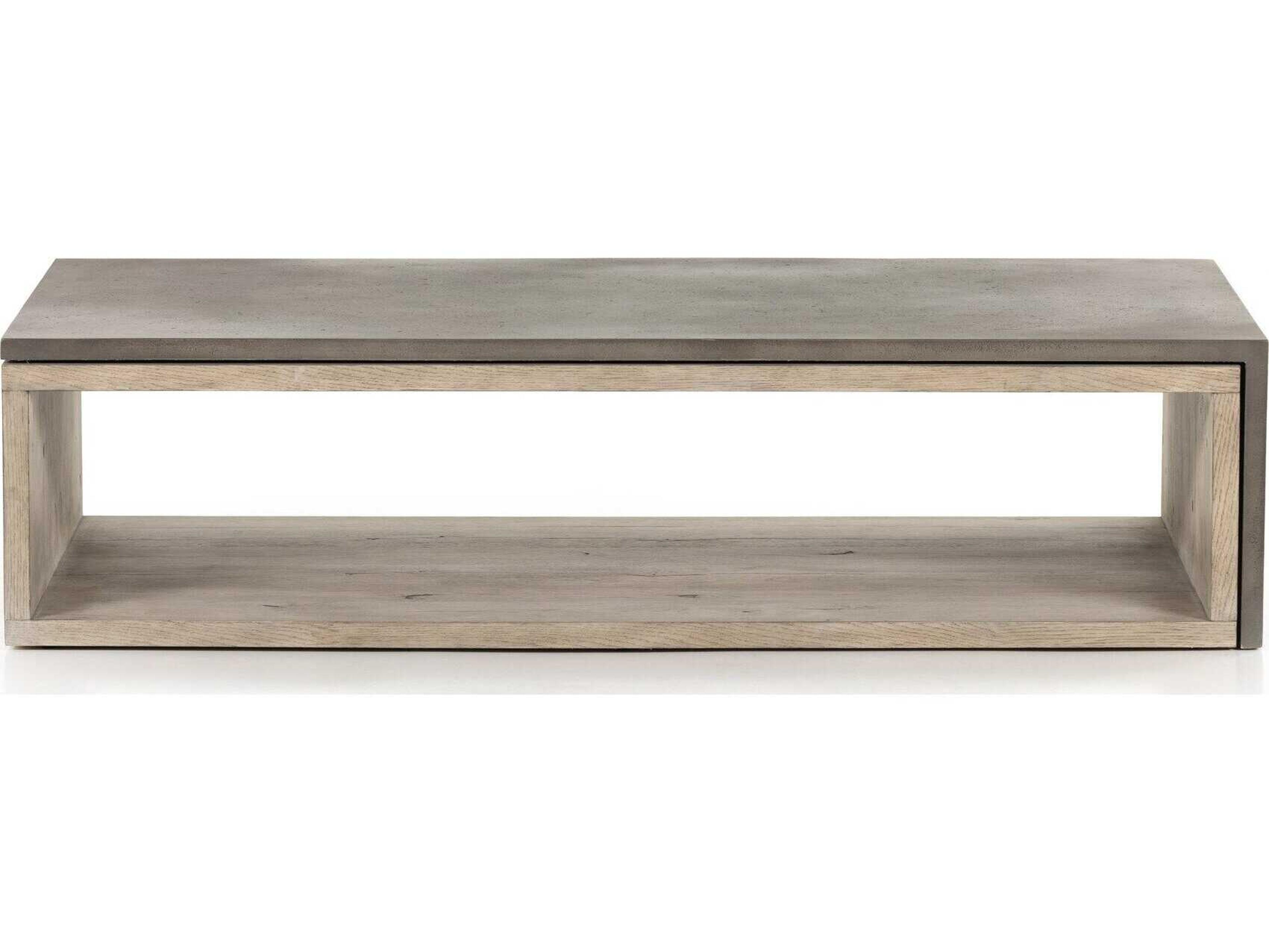 Four Hands Bina Faro Rectangular Washed Natural Veneer Dark Grey Concrete Coffee Table