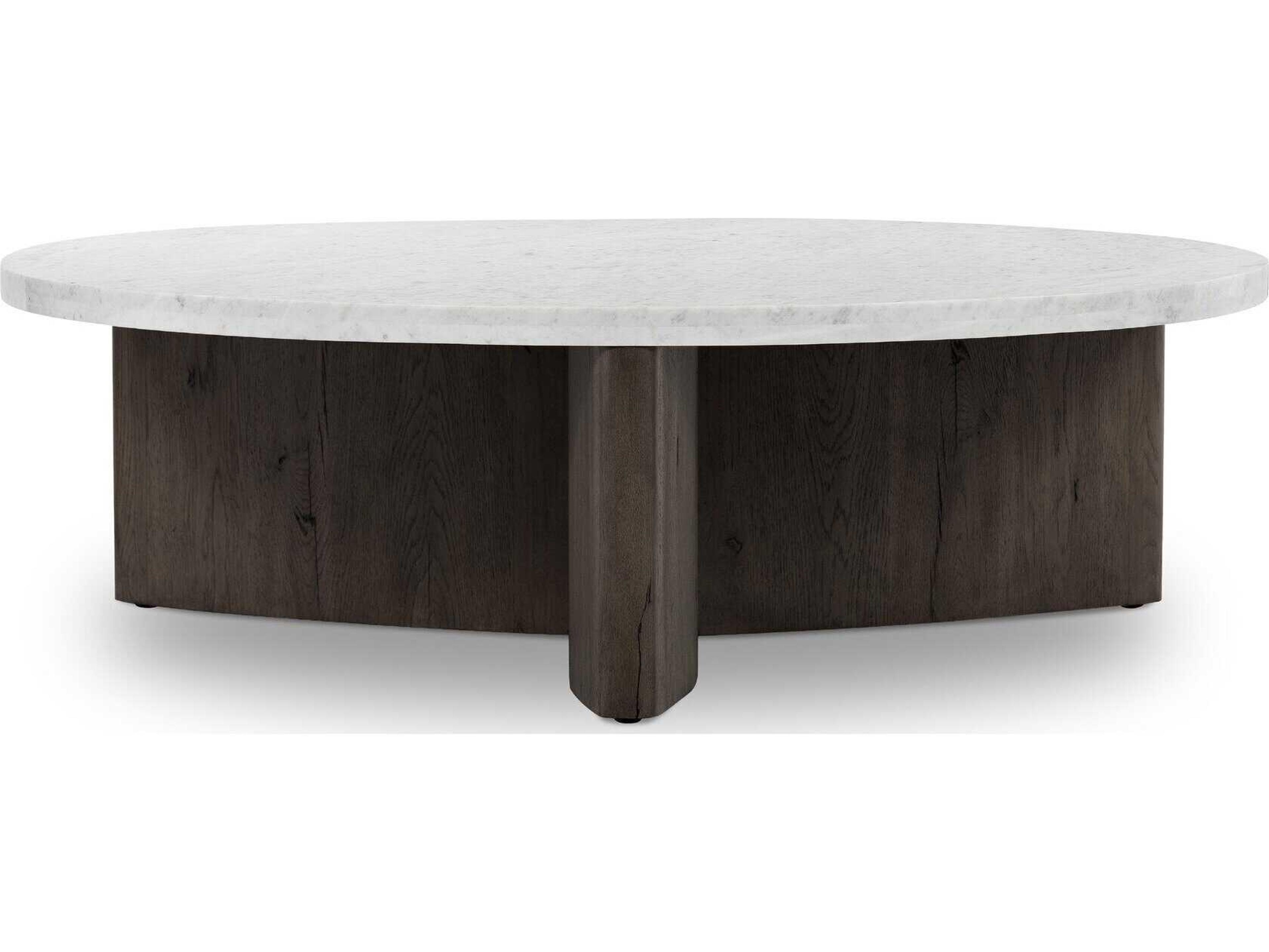 Bina Toli Round Marble Smoked Black White Coffee Table
