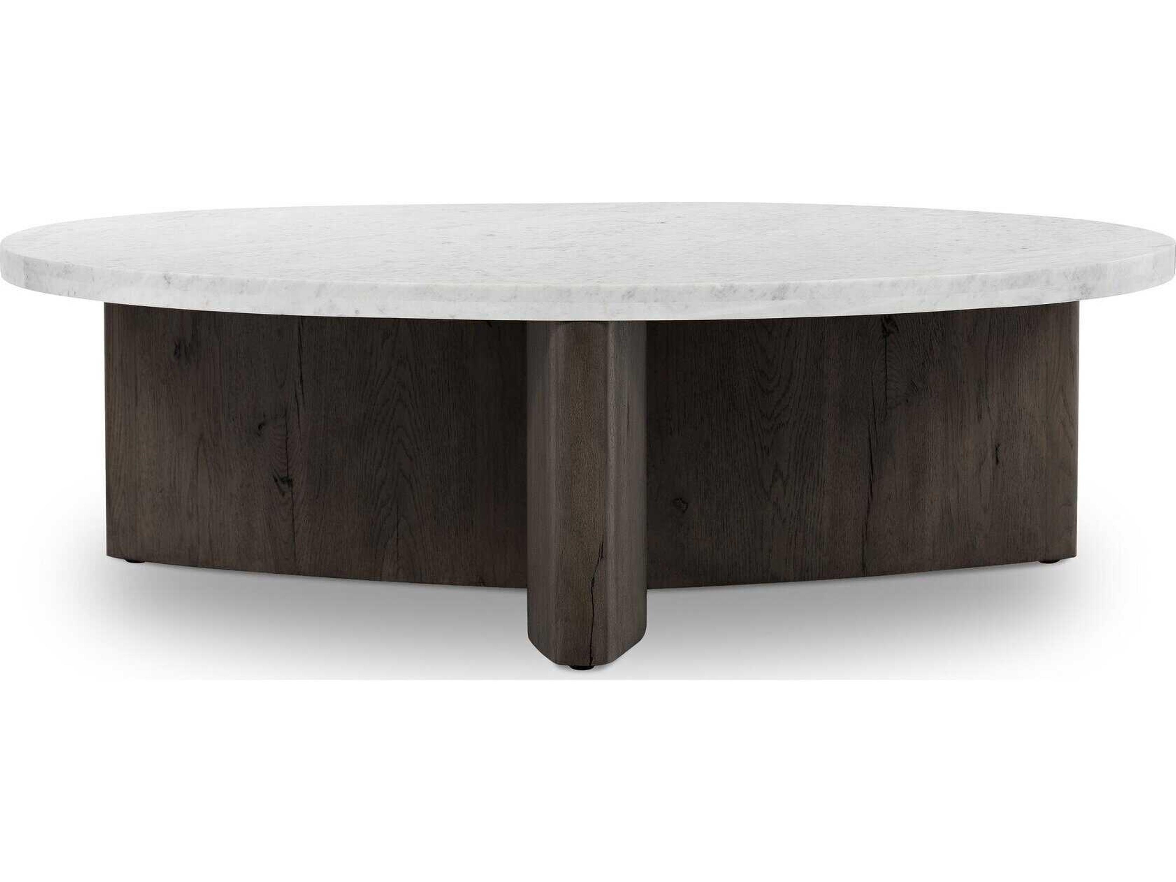 Four Hands Bina Toli Round Marble Smoked Black White Coffee Table