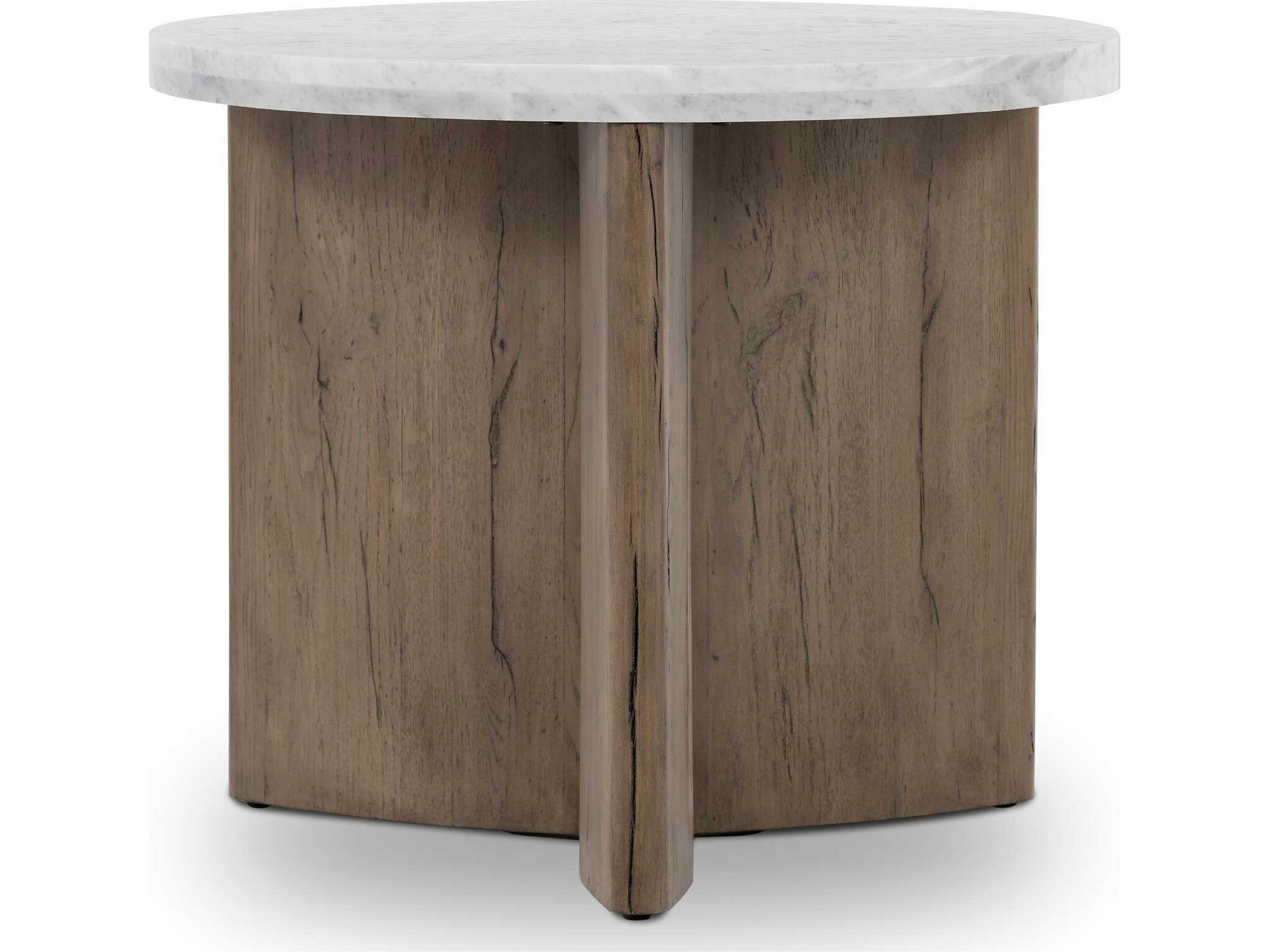 Bina Toli Italian White Marble End Table