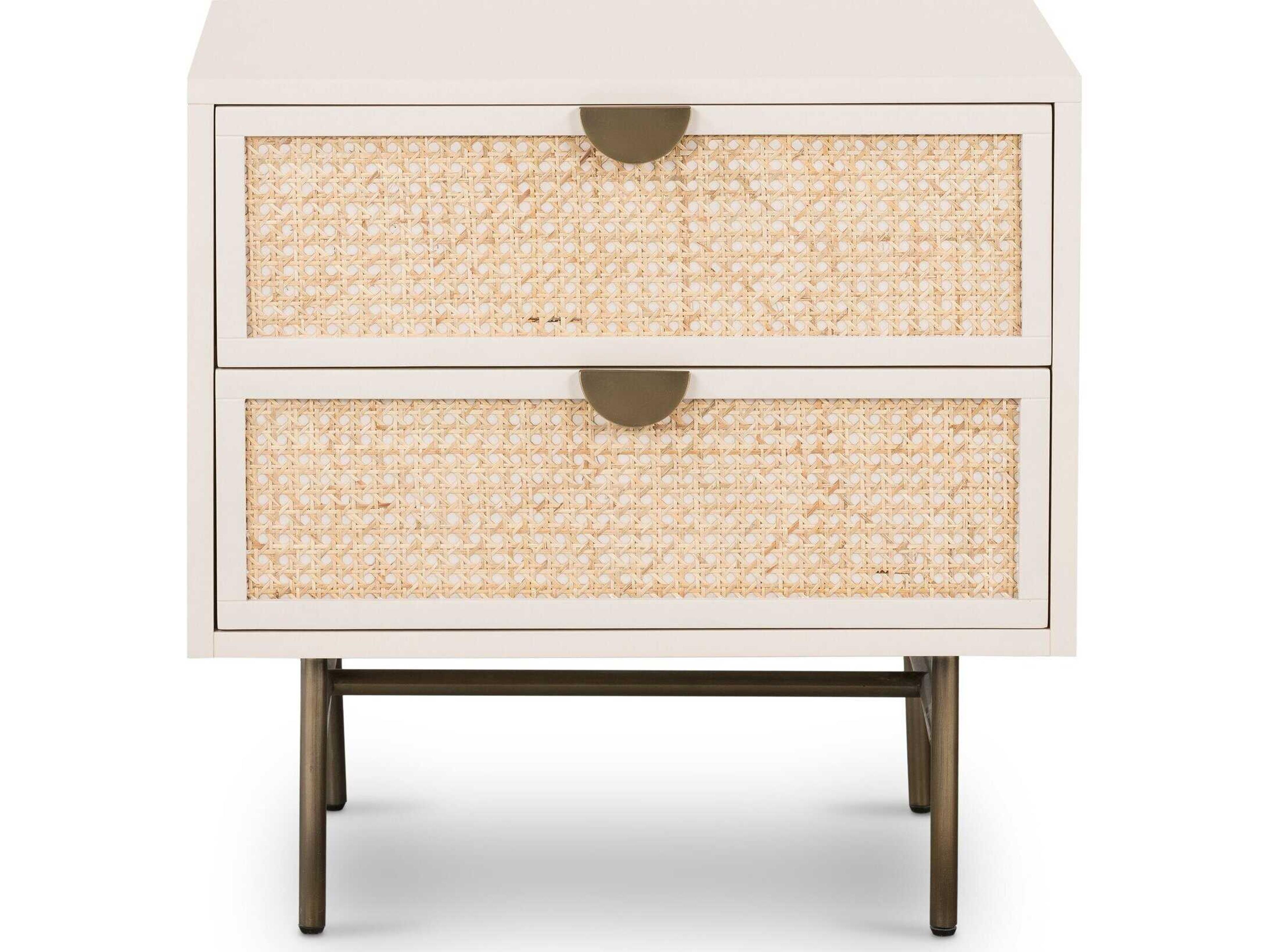Four Hands Belfast Luella 2-Drawers White Hardwood Nightstand