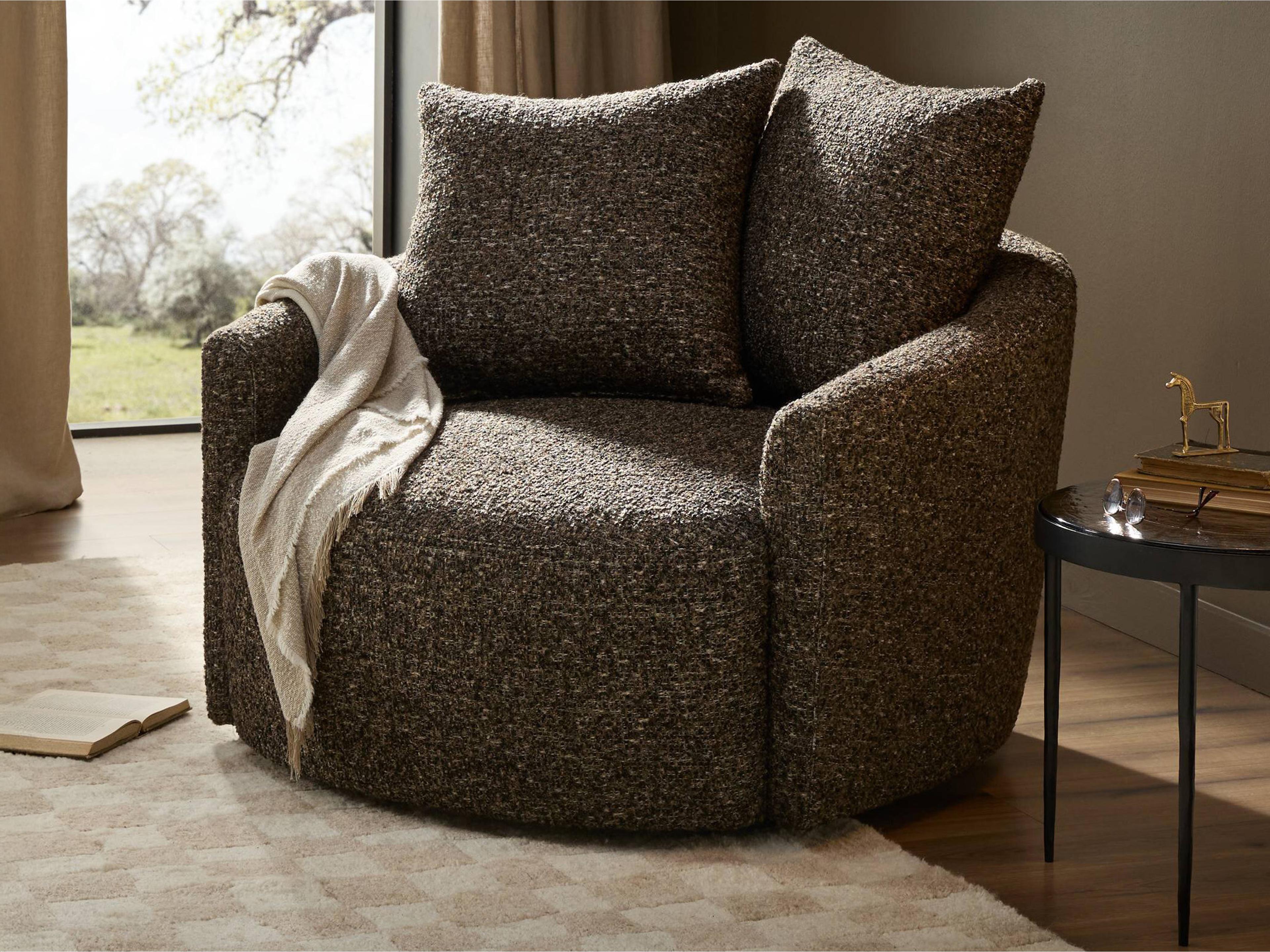 Four Hands Atelier Chloe Swivel Brown Fabric Accent Chair