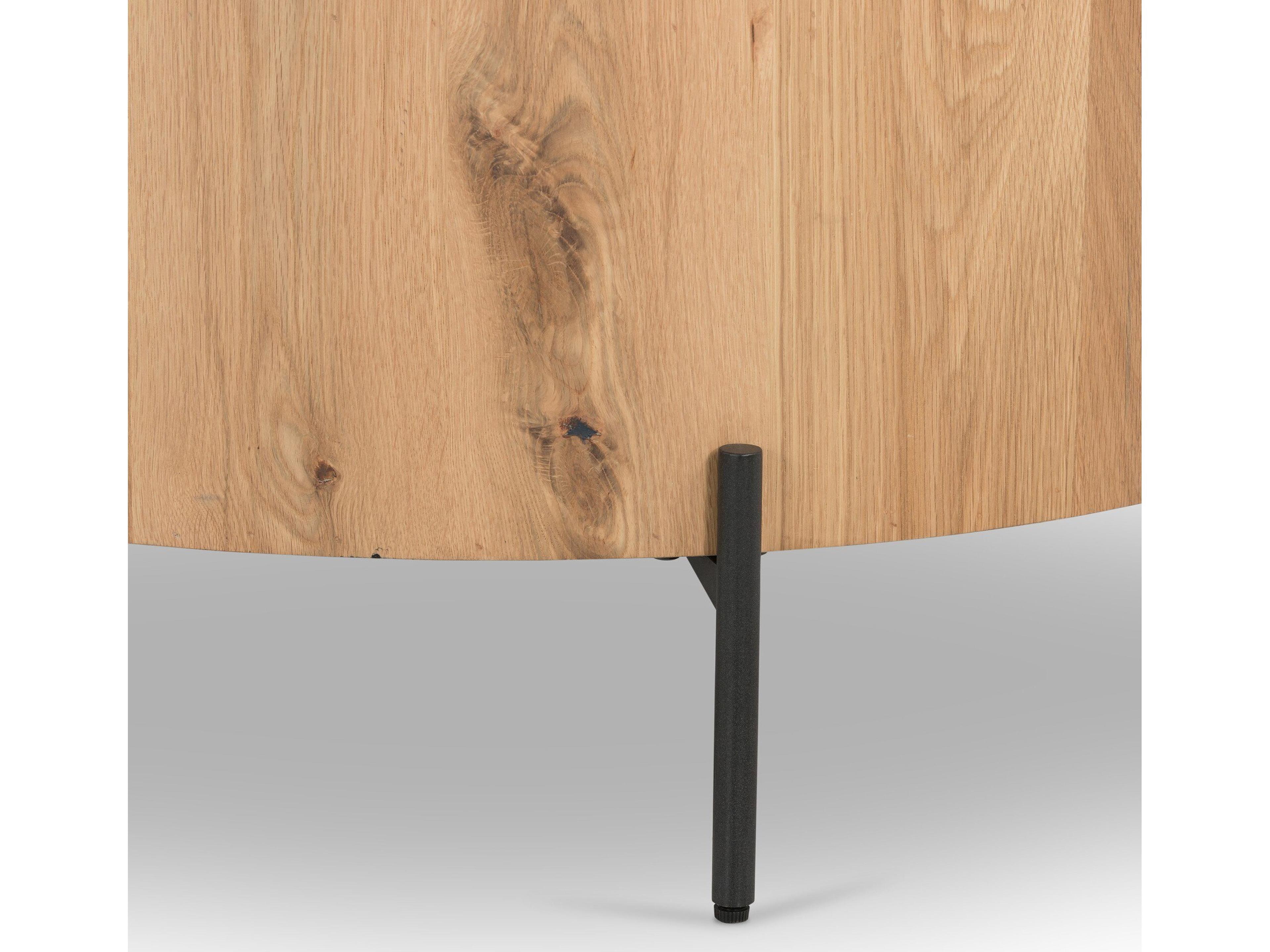 Four Hands Haiden Eaton Round Wood Dark Gunmetal Light Oak Resin Coffee Table