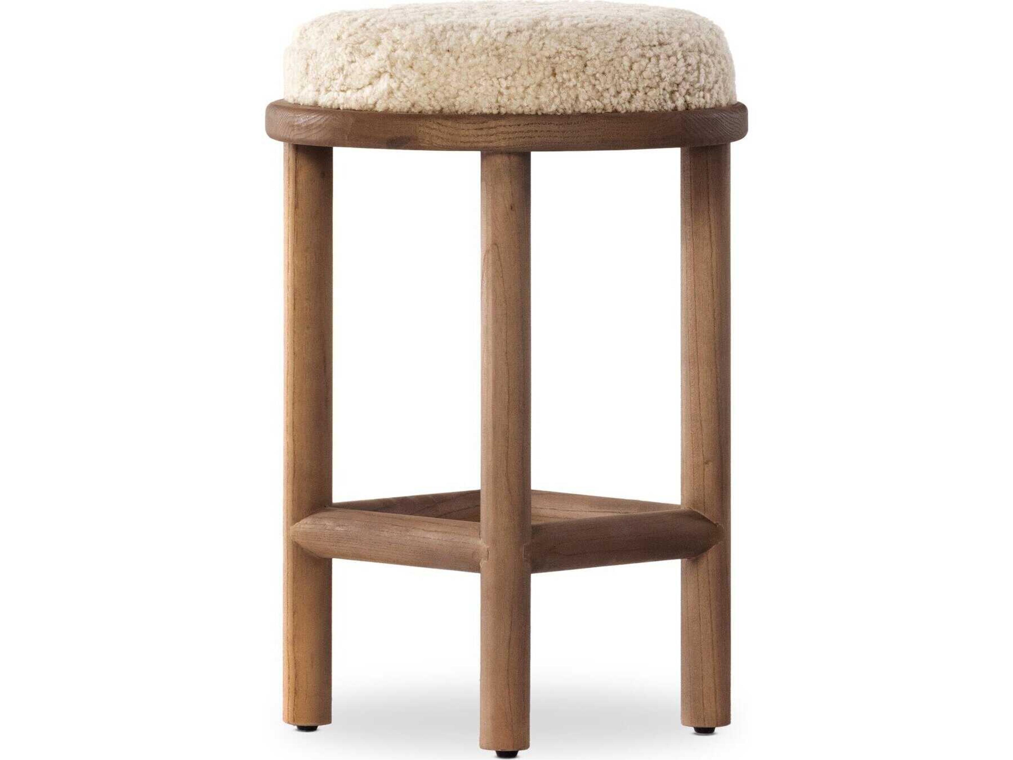 Wells Saldino Beige Shearling Stool