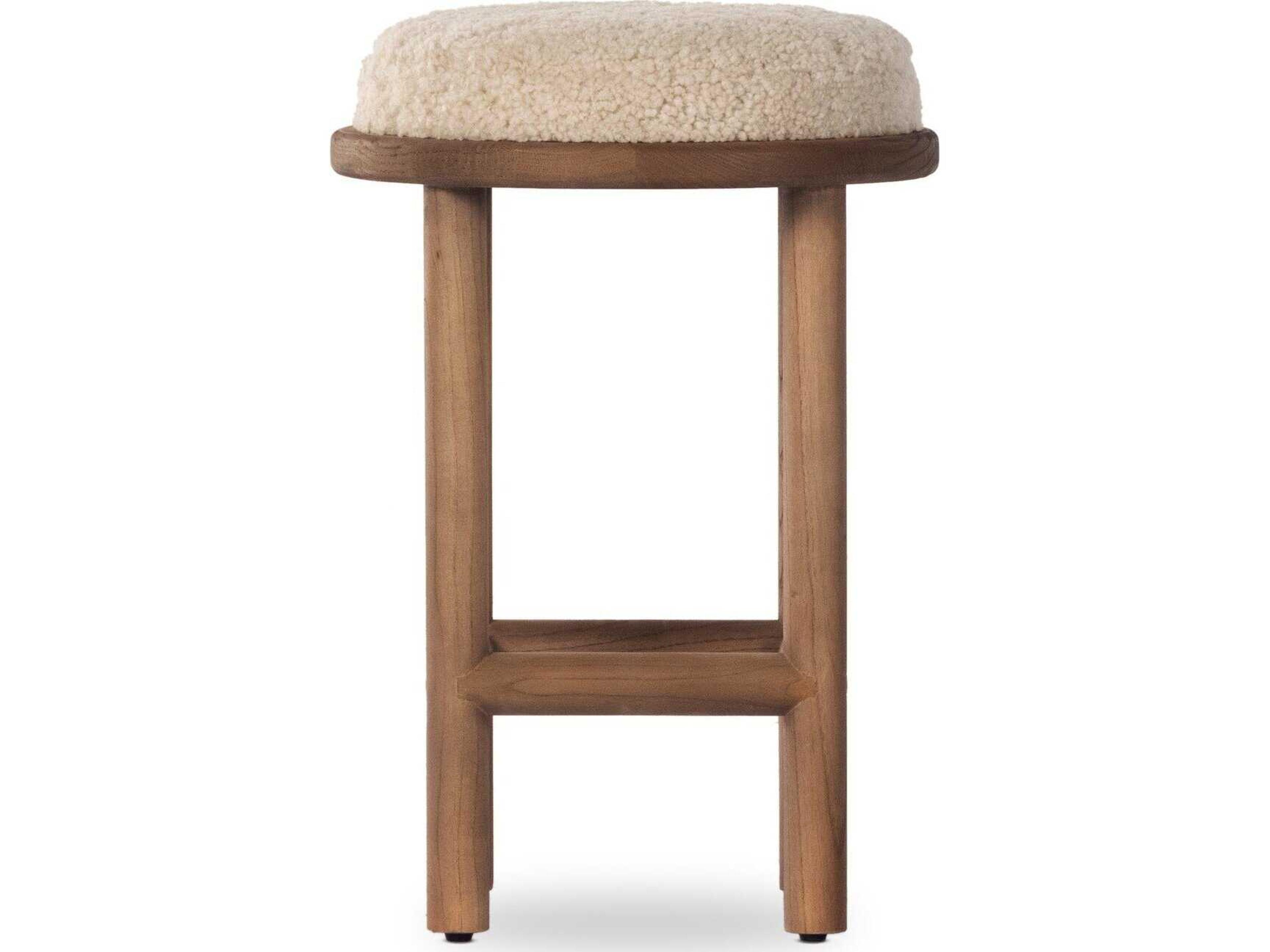 Four Hands Wells Saldino Beige Shearling Stool