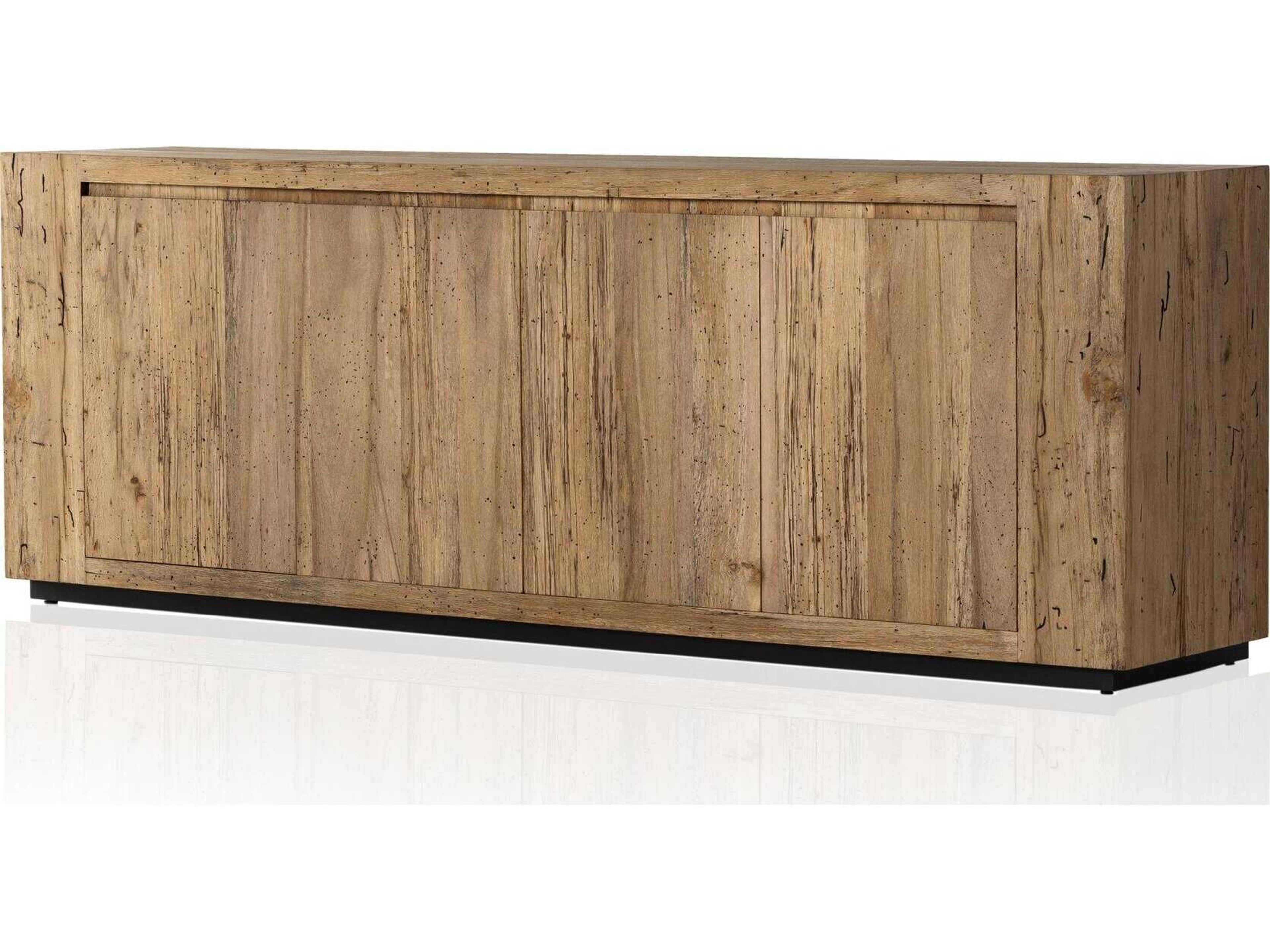 Wesson Abaso 94" Oak Wood Black Mdf Rustic Wormwood Plywood Sideboard