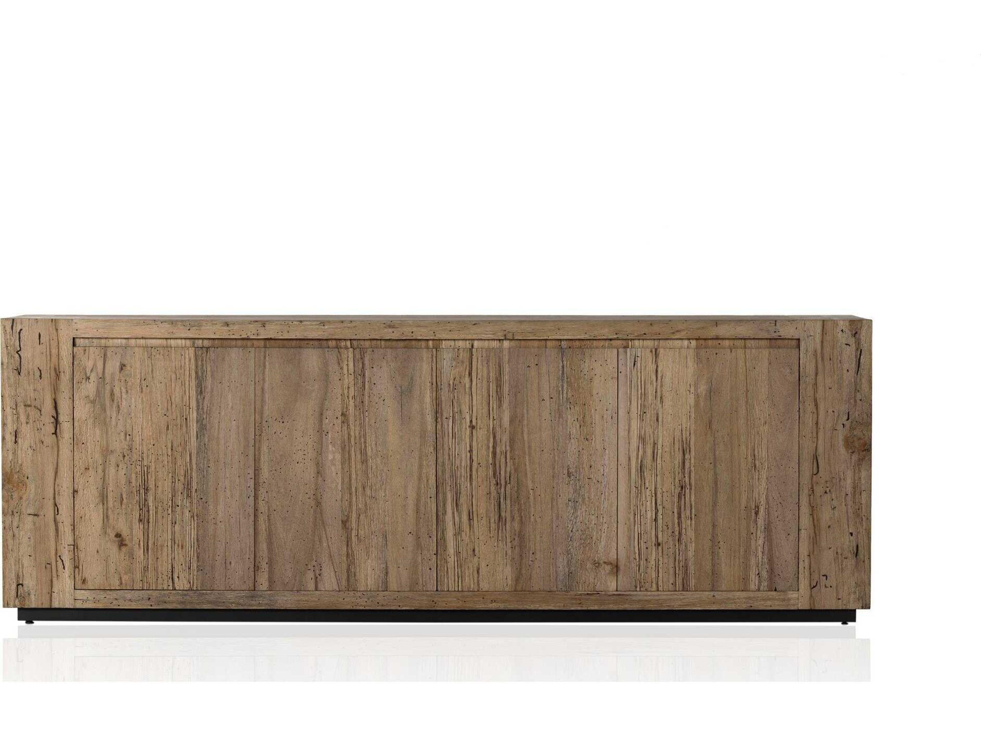 Four Hands Wesson Abaso 94" Oak Wood Black Mdf Rustic Wormwood Plywood Sideboard