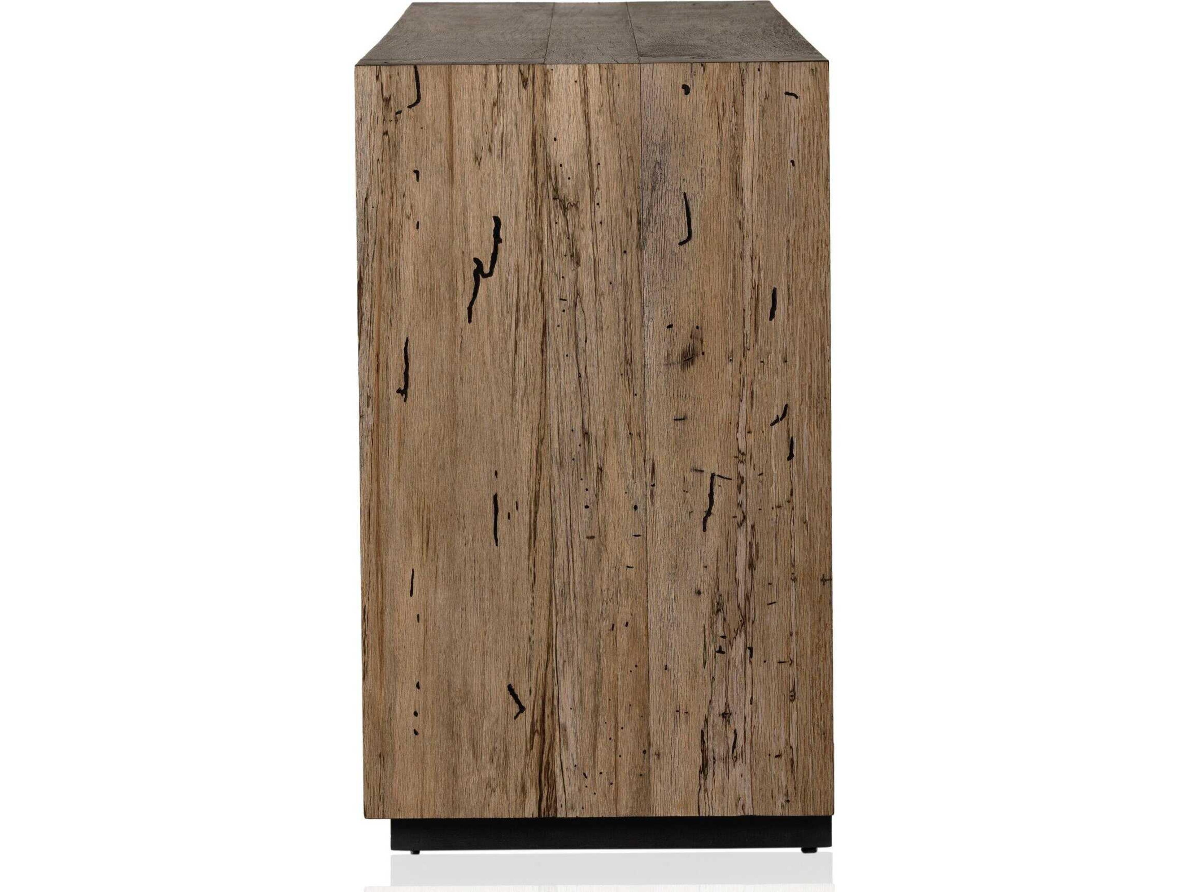 Four Hands Wesson Abaso 94" Oak Wood Black Mdf Rustic Wormwood Plywood Sideboard