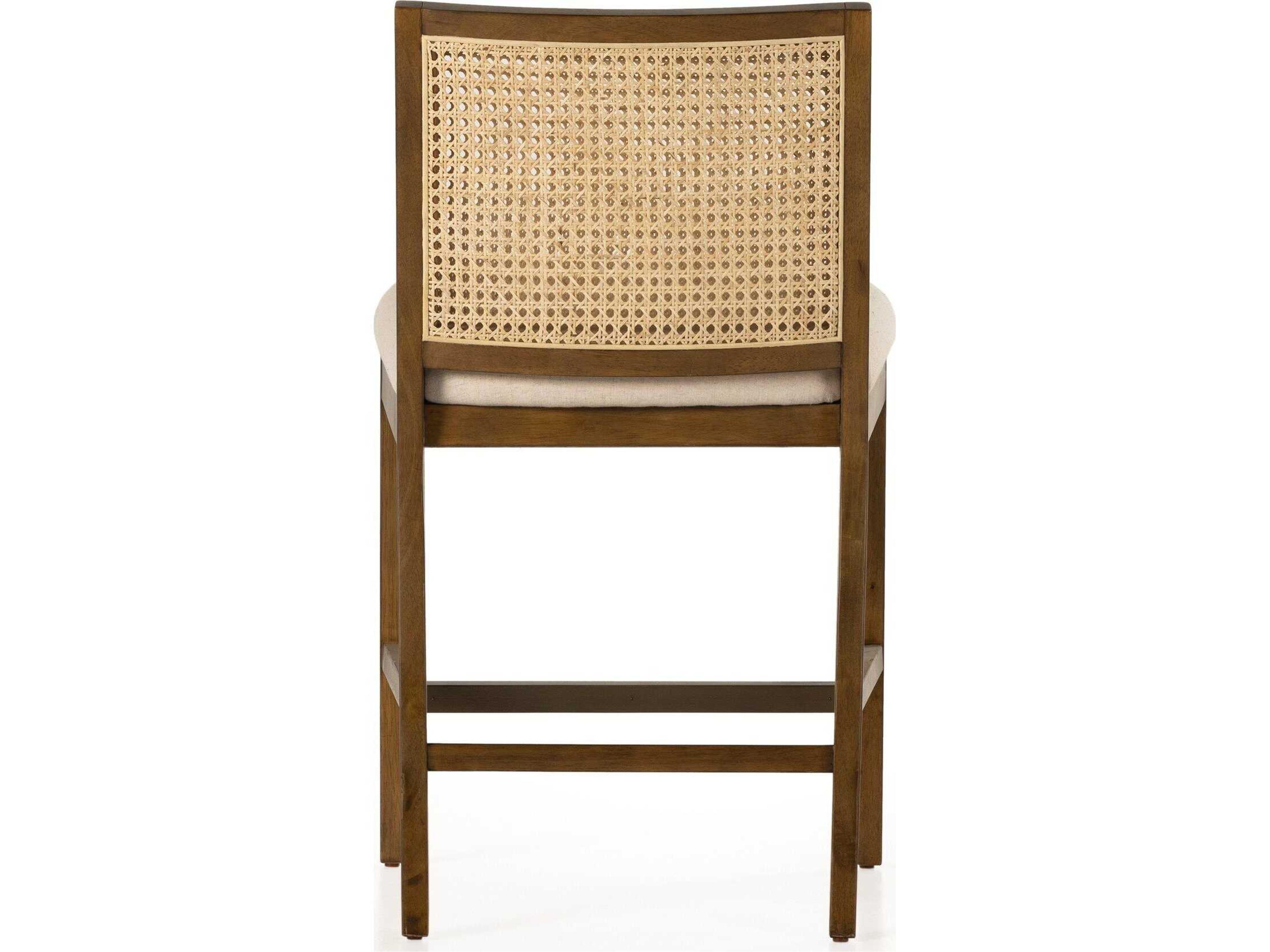 Luxecor Globetrotter Antonia Savile Flax Upholstered Cane Armless Counter Stool