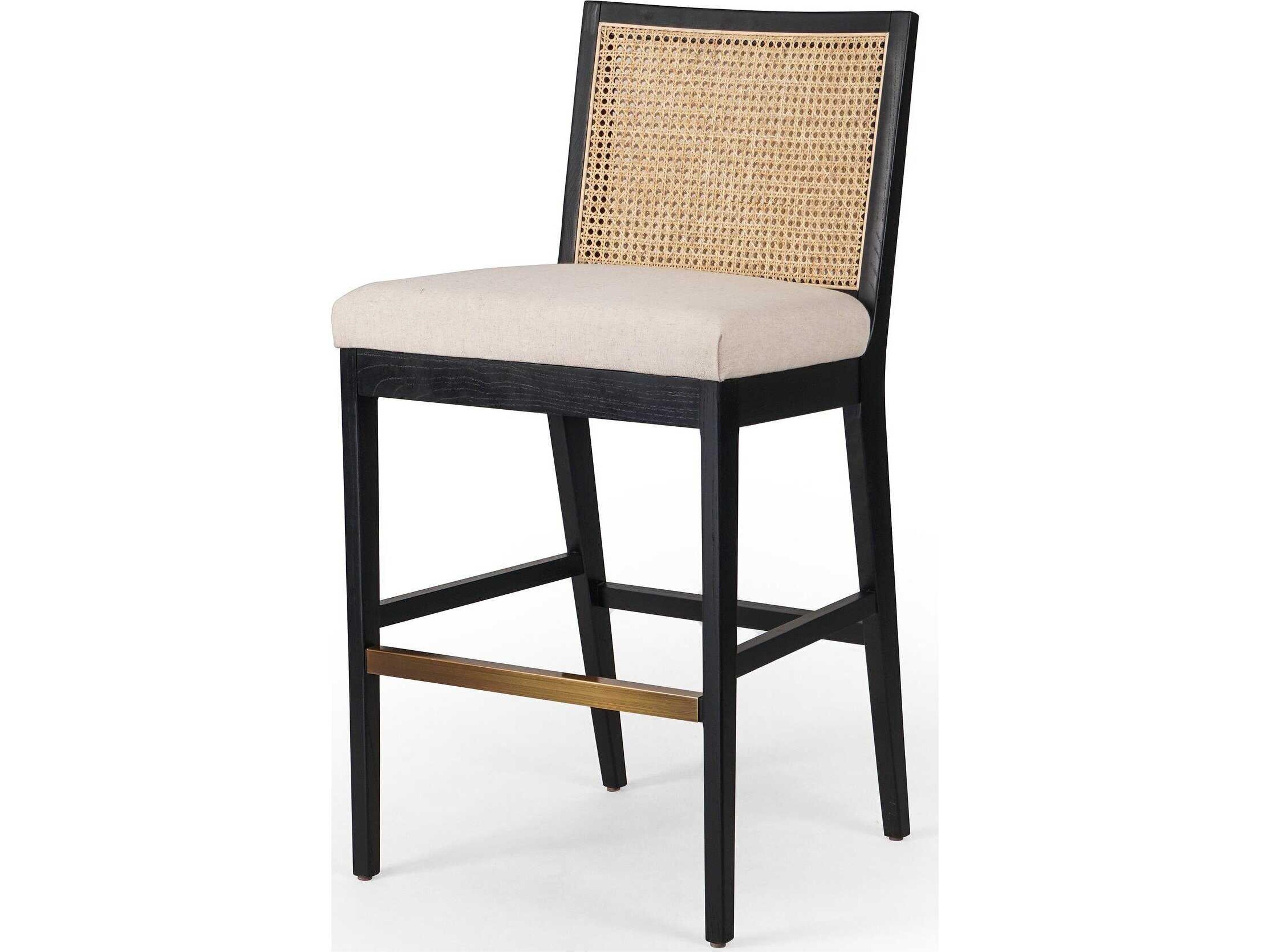 Keston Antonia Savile Flax Upholstered Cane Armless Bar Stool