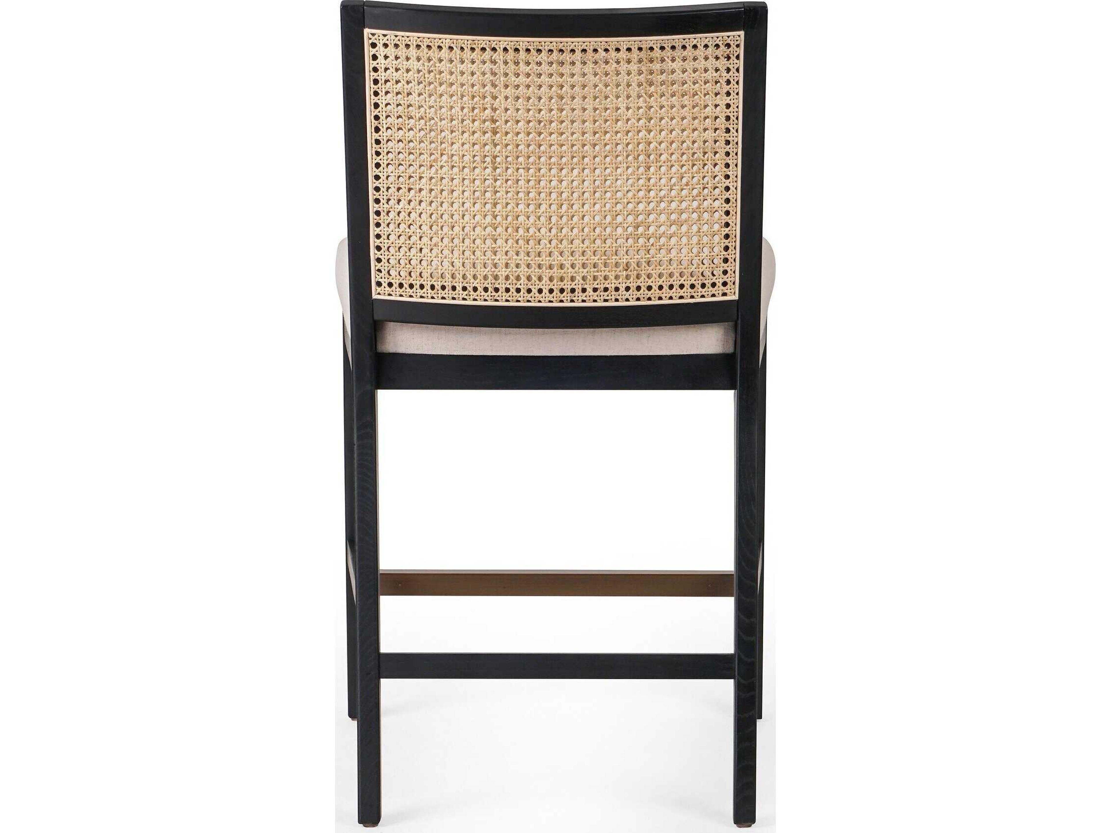 Luxecor Globetrotter Antonia Savile Flax Upholstered Cane Armless Counter Stool