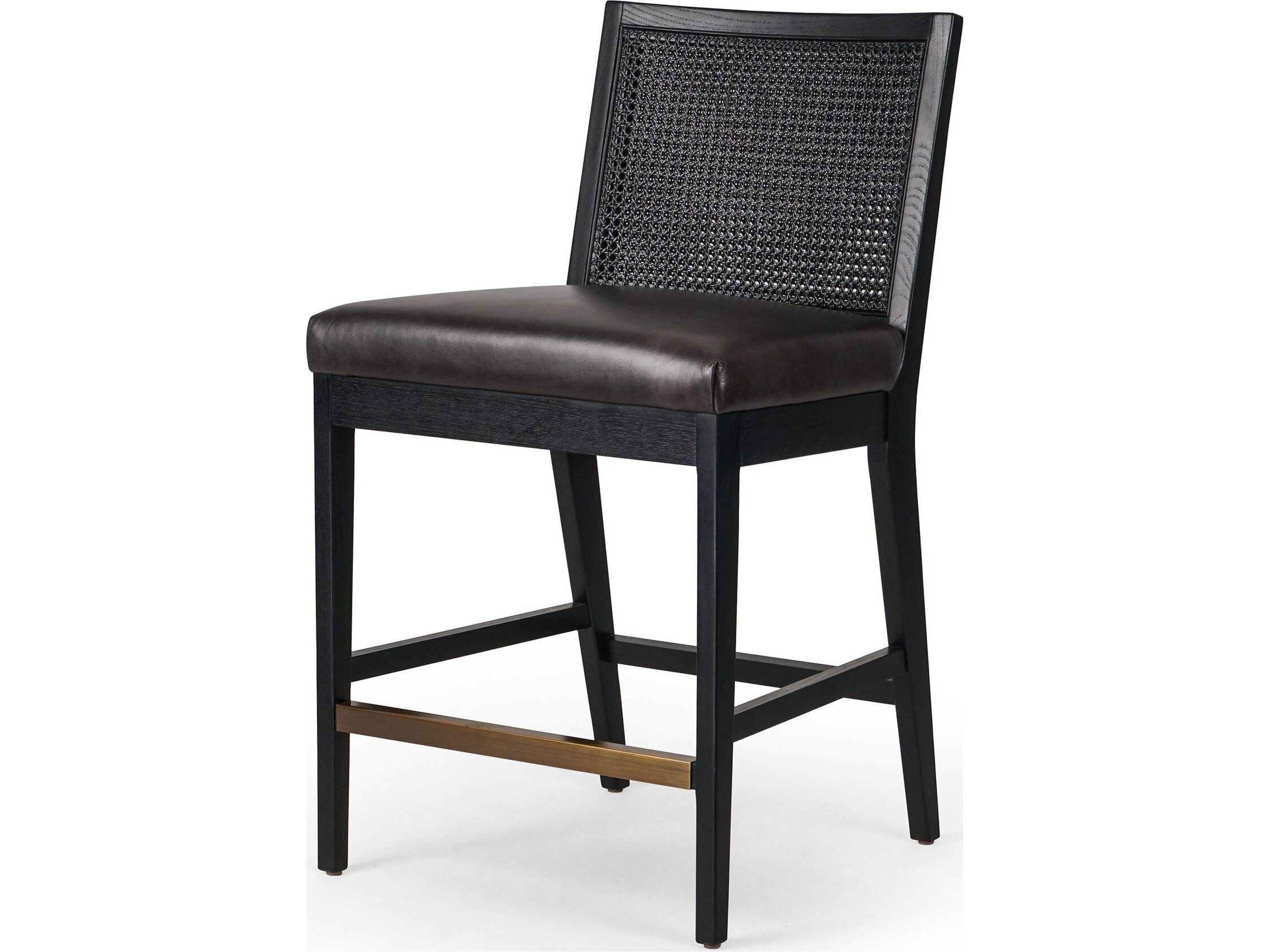 Keston Antonia Cane Armless Counter Stool Black Leather