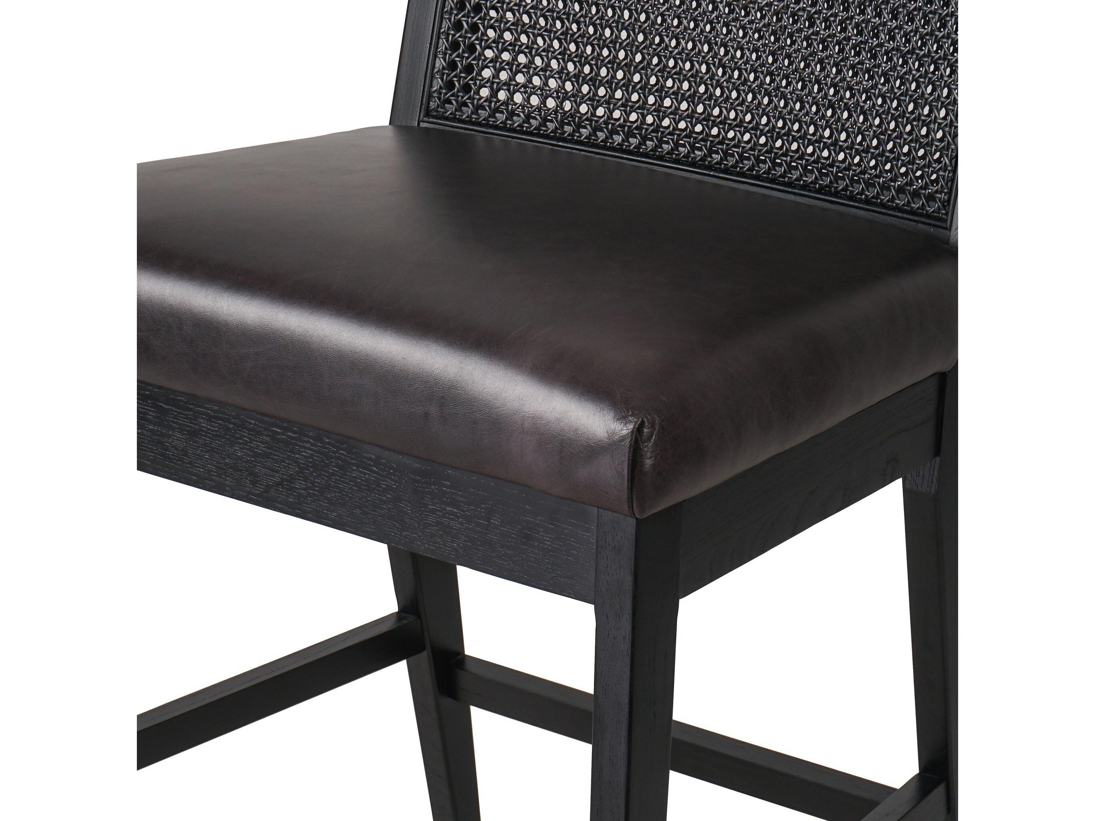 Four Hands Keston Antonia Sonoma Black Upholstered Cane Armless Counter Stool
