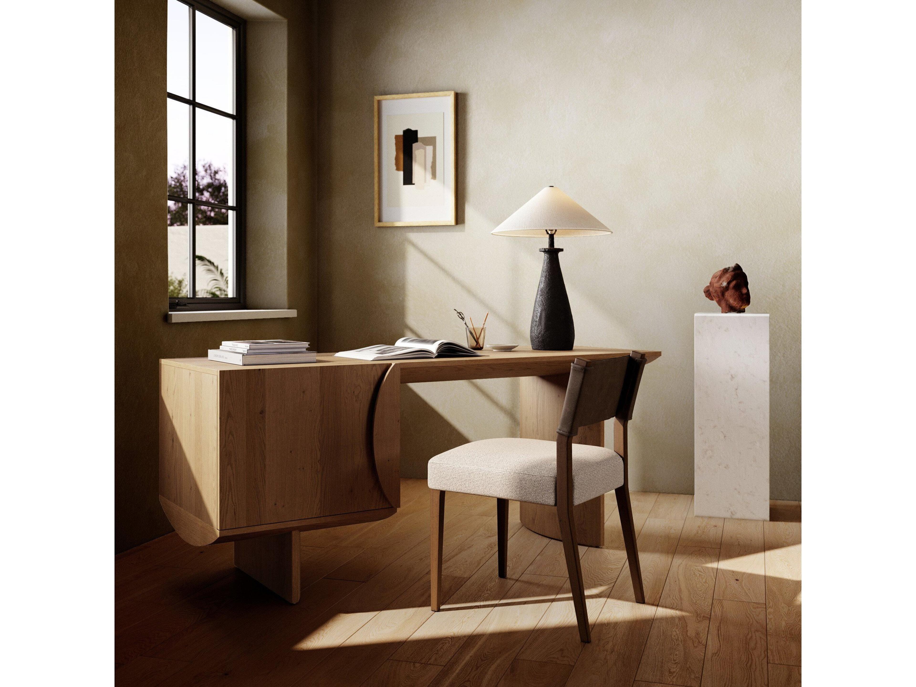 Four Hands Barton Pickford Brown Oak Wood Secretary Desk