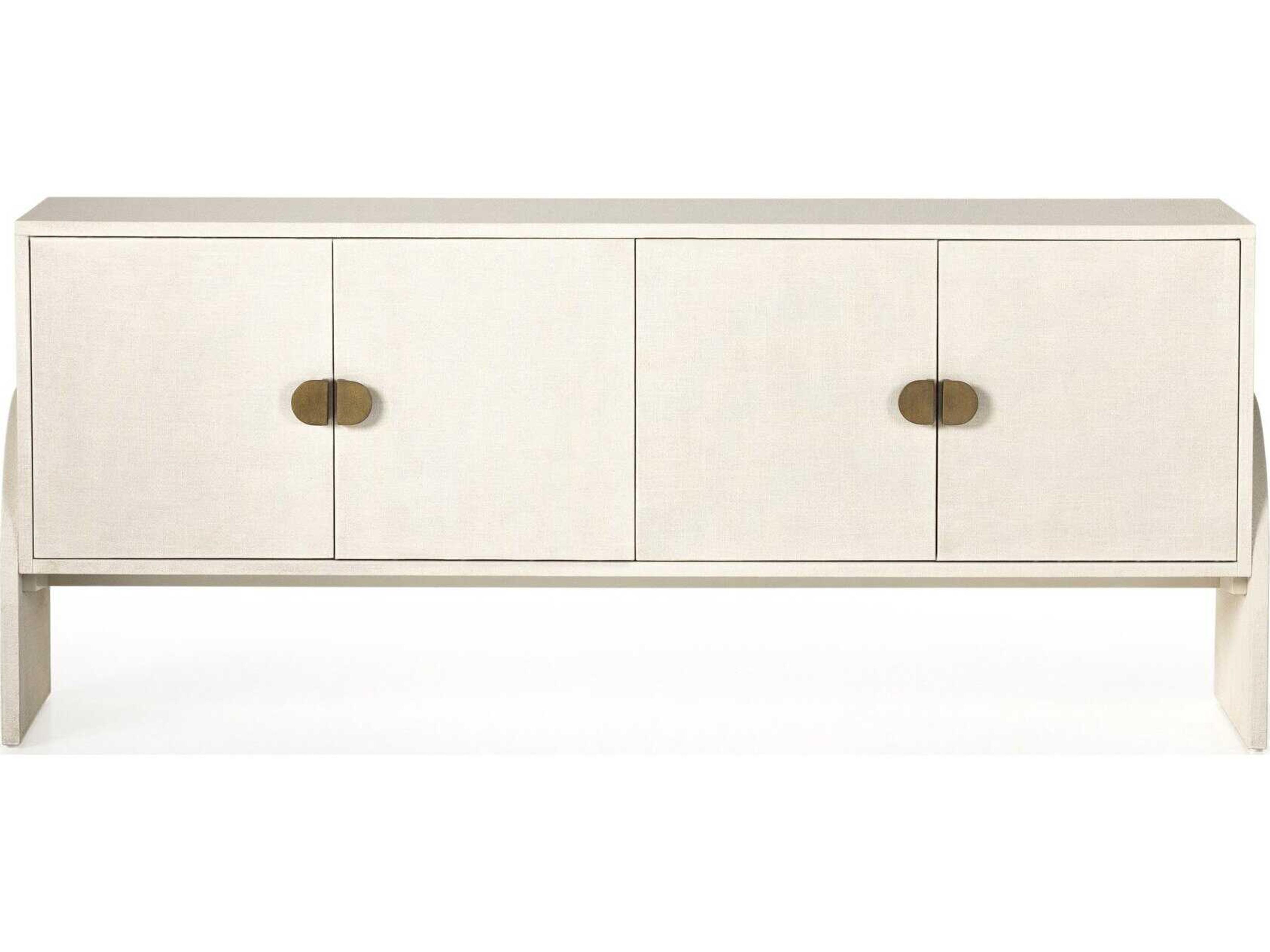 Four Hands Callahan Cressida 72" Ivory Painted Linen Light Antique Brass Sideboard