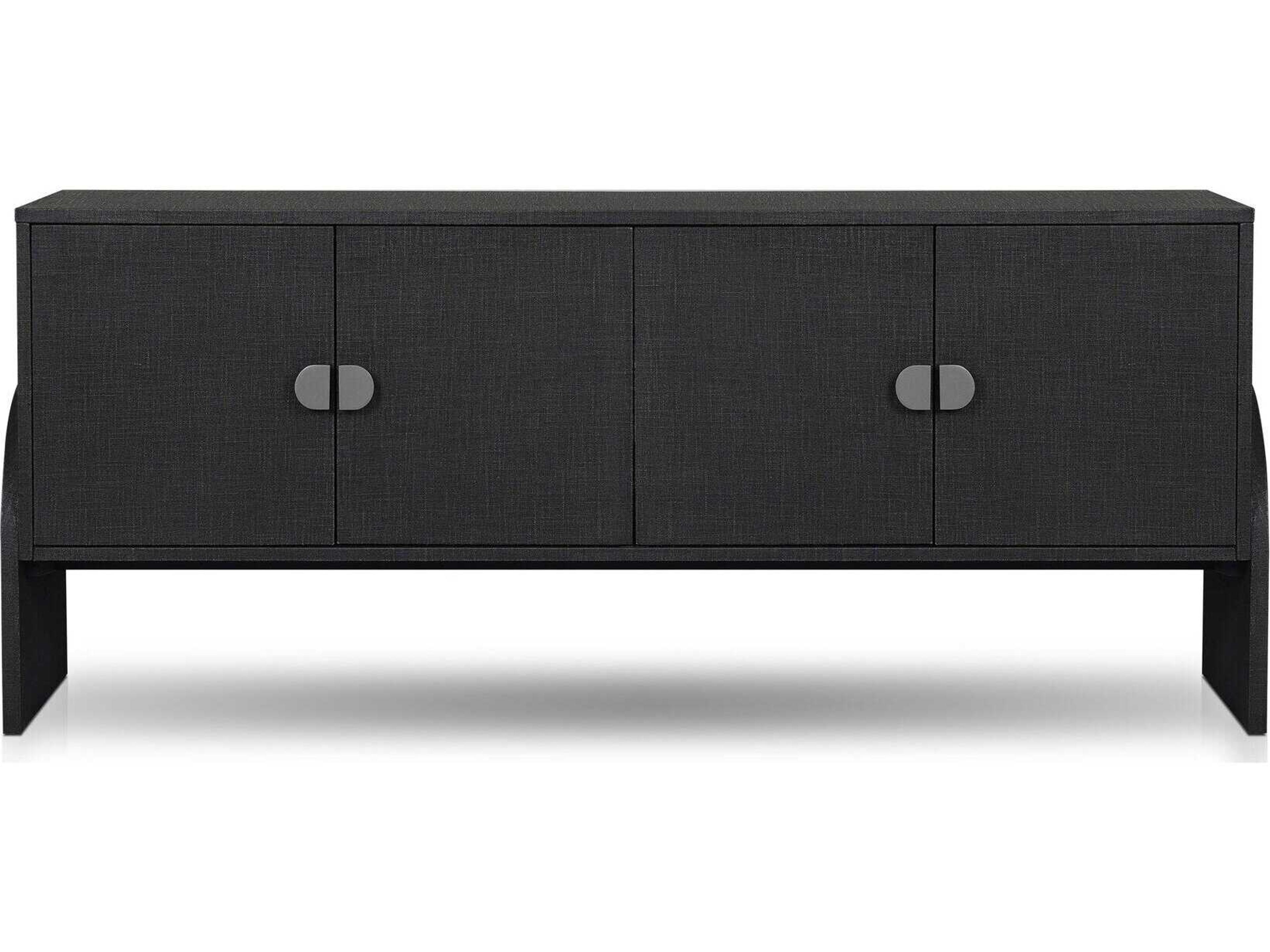 Four Hands Callahan Cressida 72" Black Linen Gunmetal Sideboard
