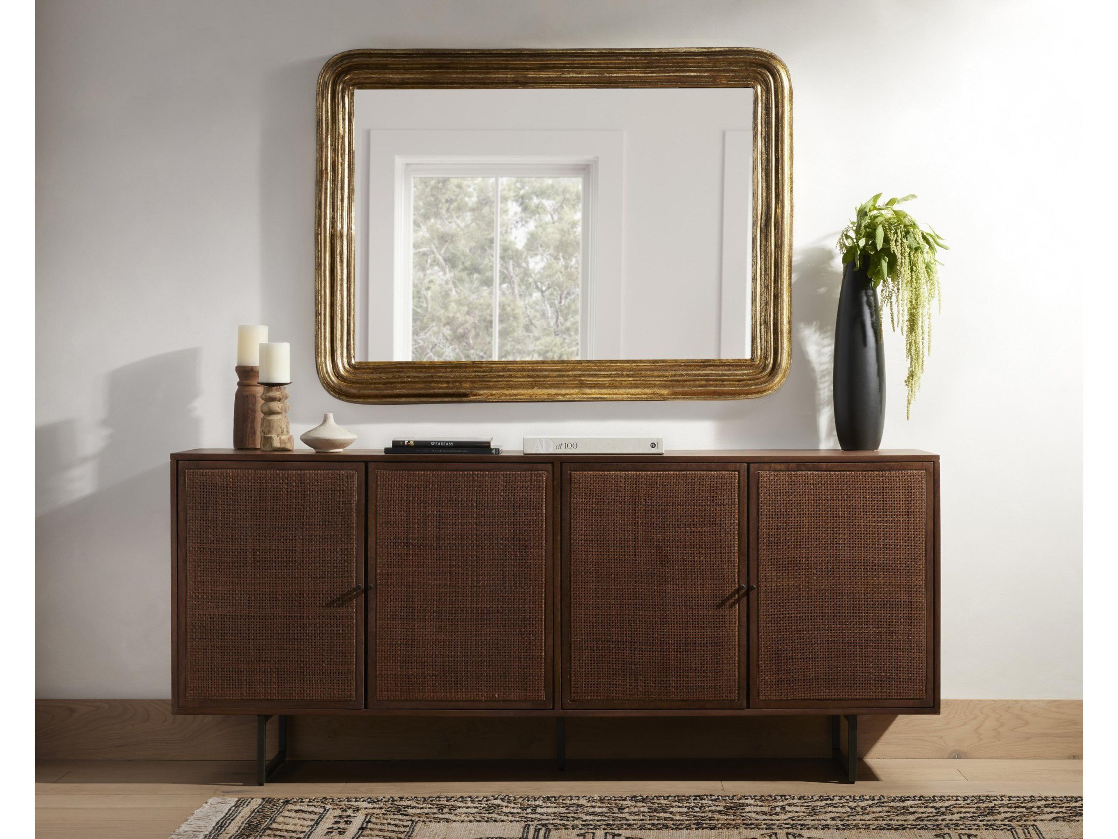 Four Hands Asher Vintage Antiqued Gold Leaf Rectangular Louis Mirror