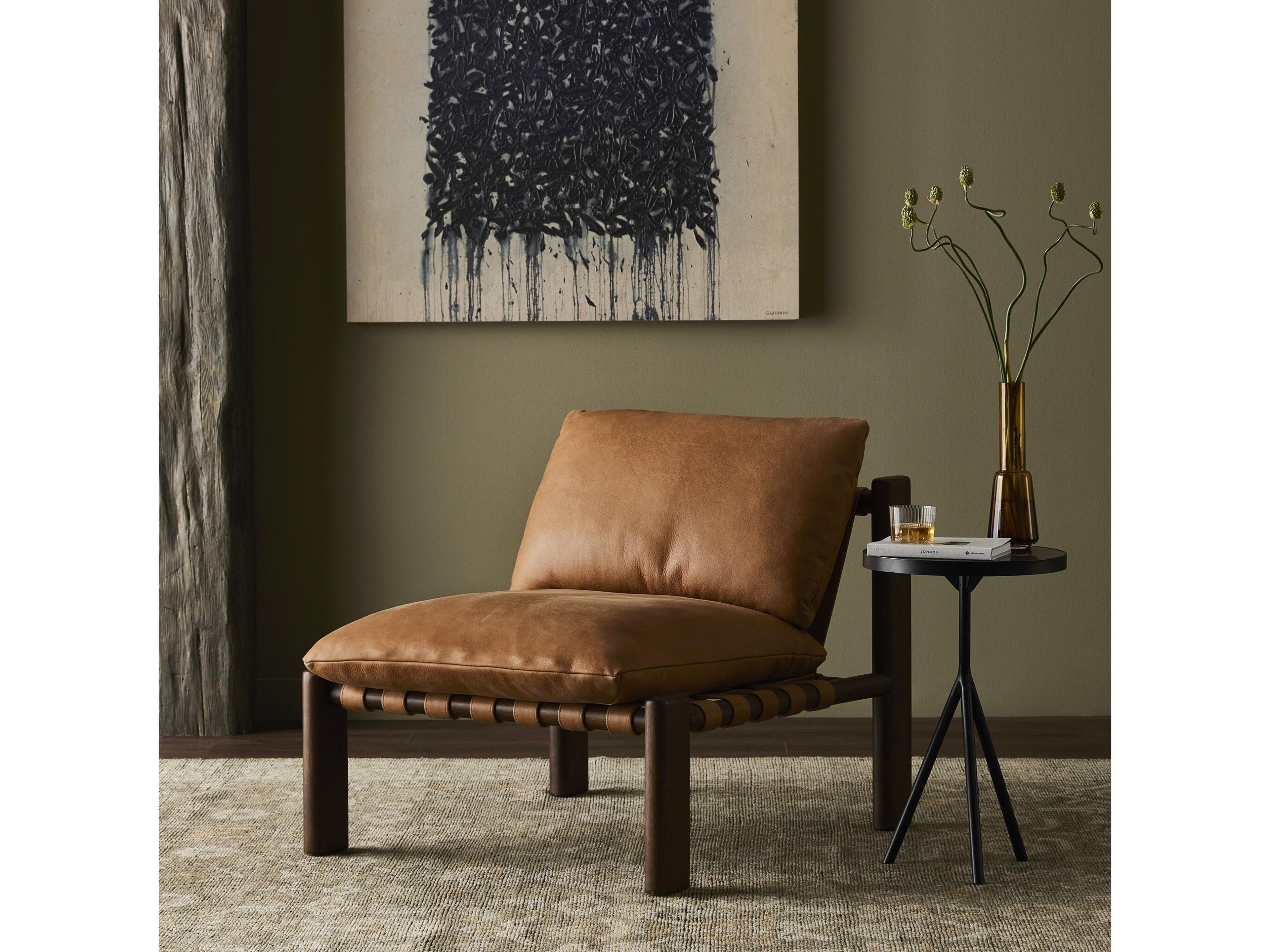 Four Hands Bolton Shelton Brown Leather Accent Chair