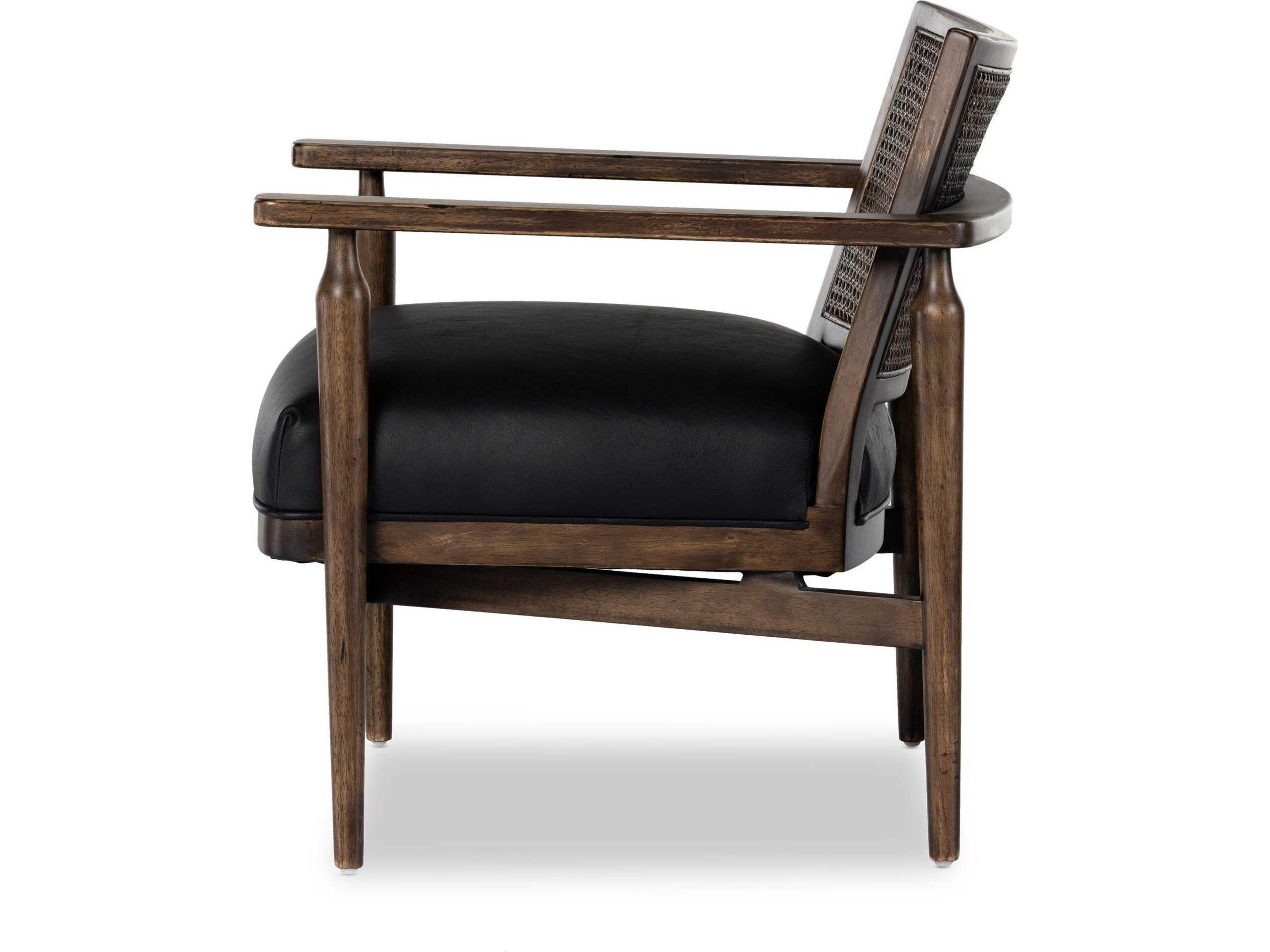 Four Hands Kensington Xavier Black Leather Accent Chair