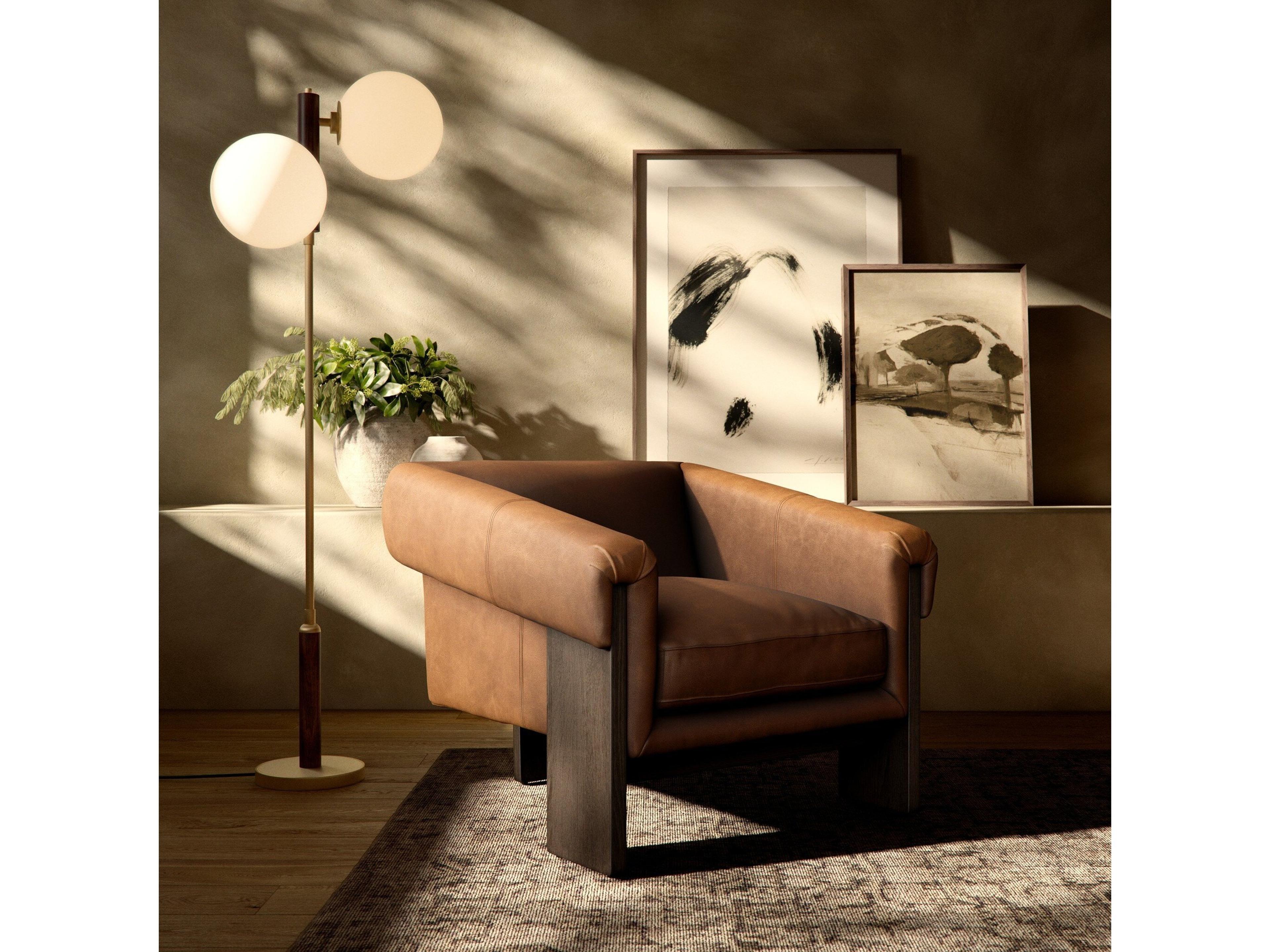 Four Hands Townsend Cairo Brown Leather Accent Chair