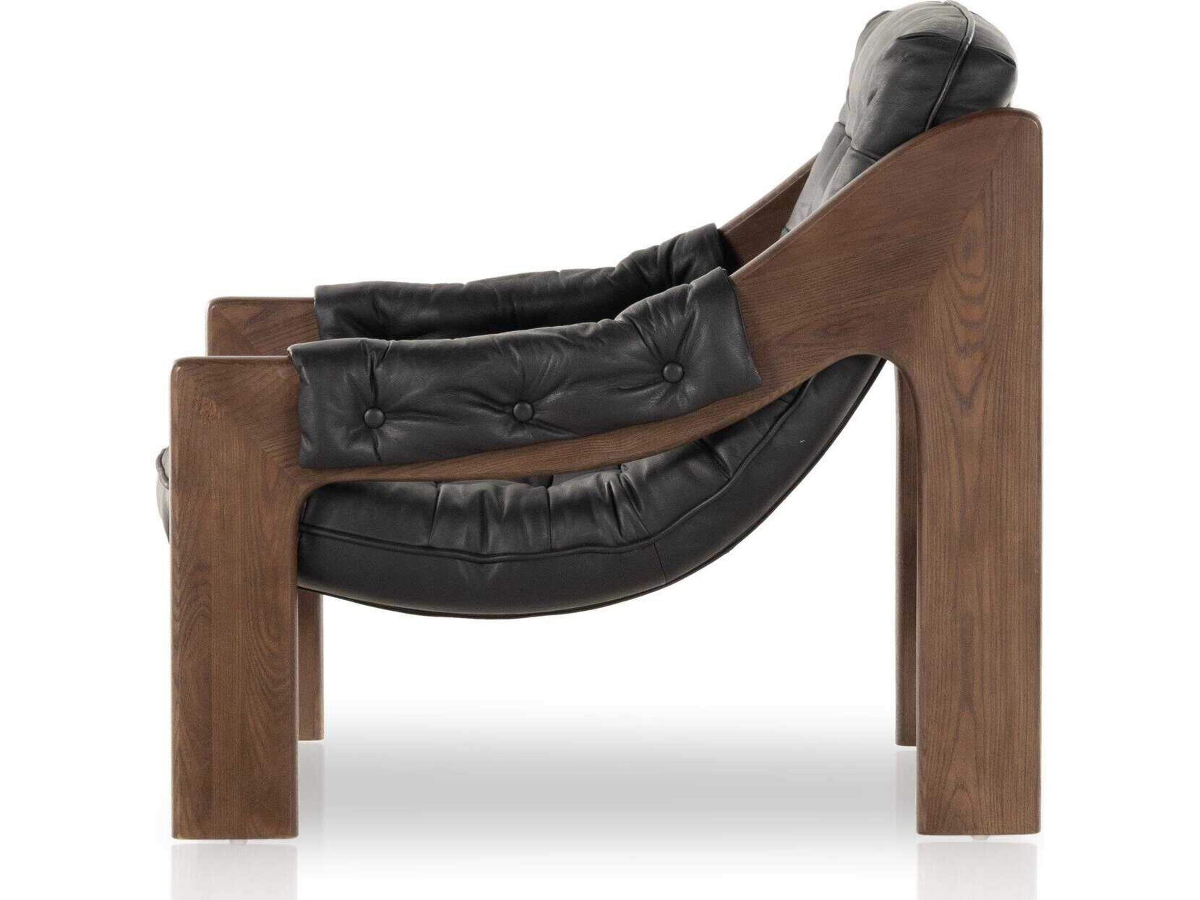 Four Hands Kensington Halston Black Leather Accent Chair