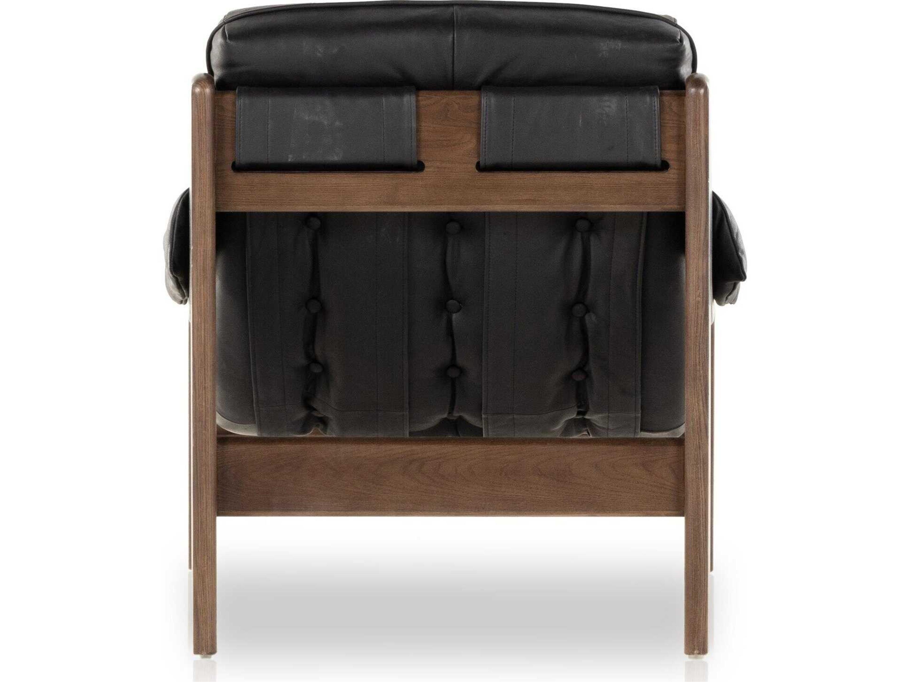Luxecor Globetrotter Halston Black Leather Accent Chair