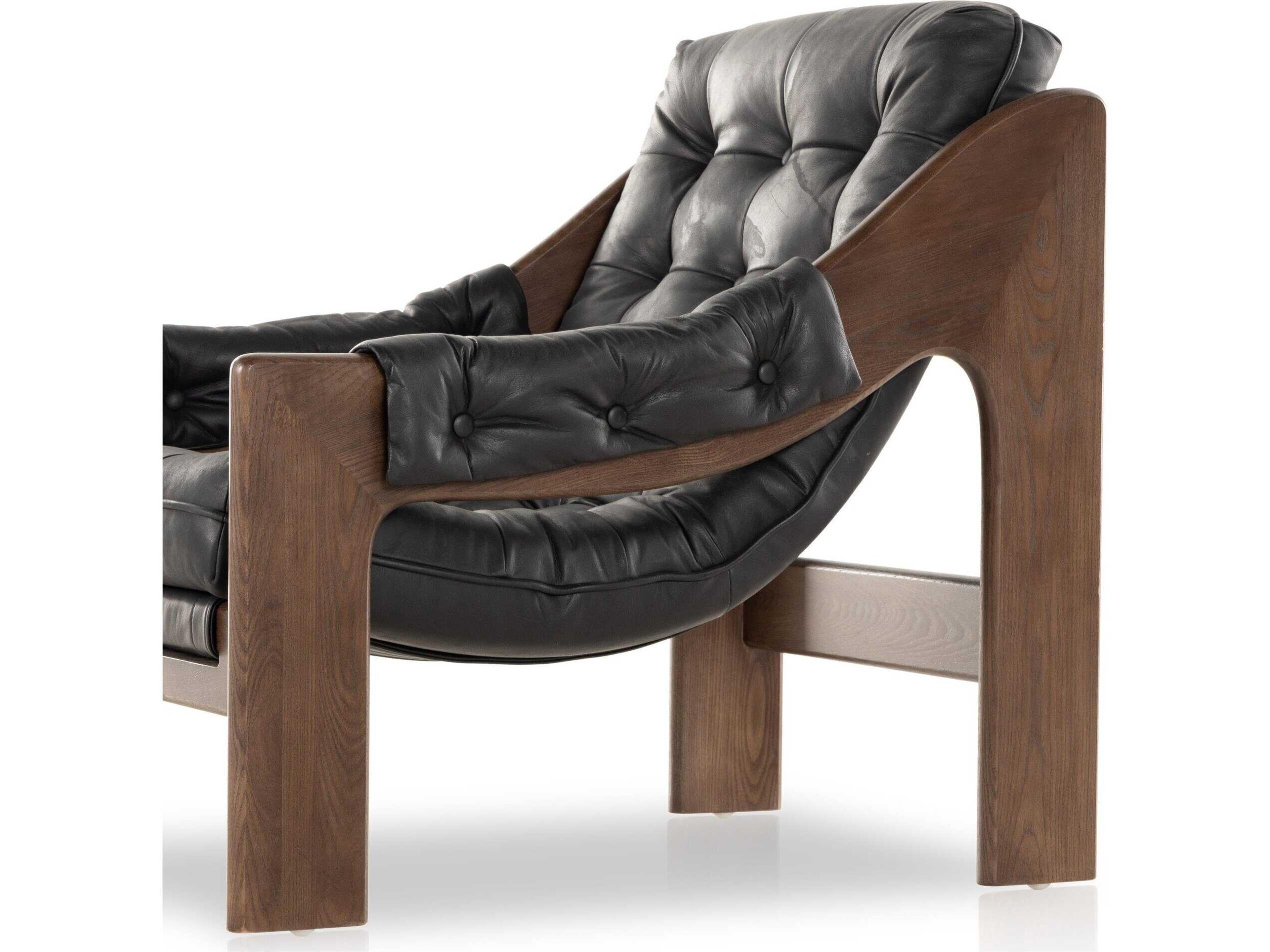 Luxecor Globetrotter Halston Black Leather Accent Chair