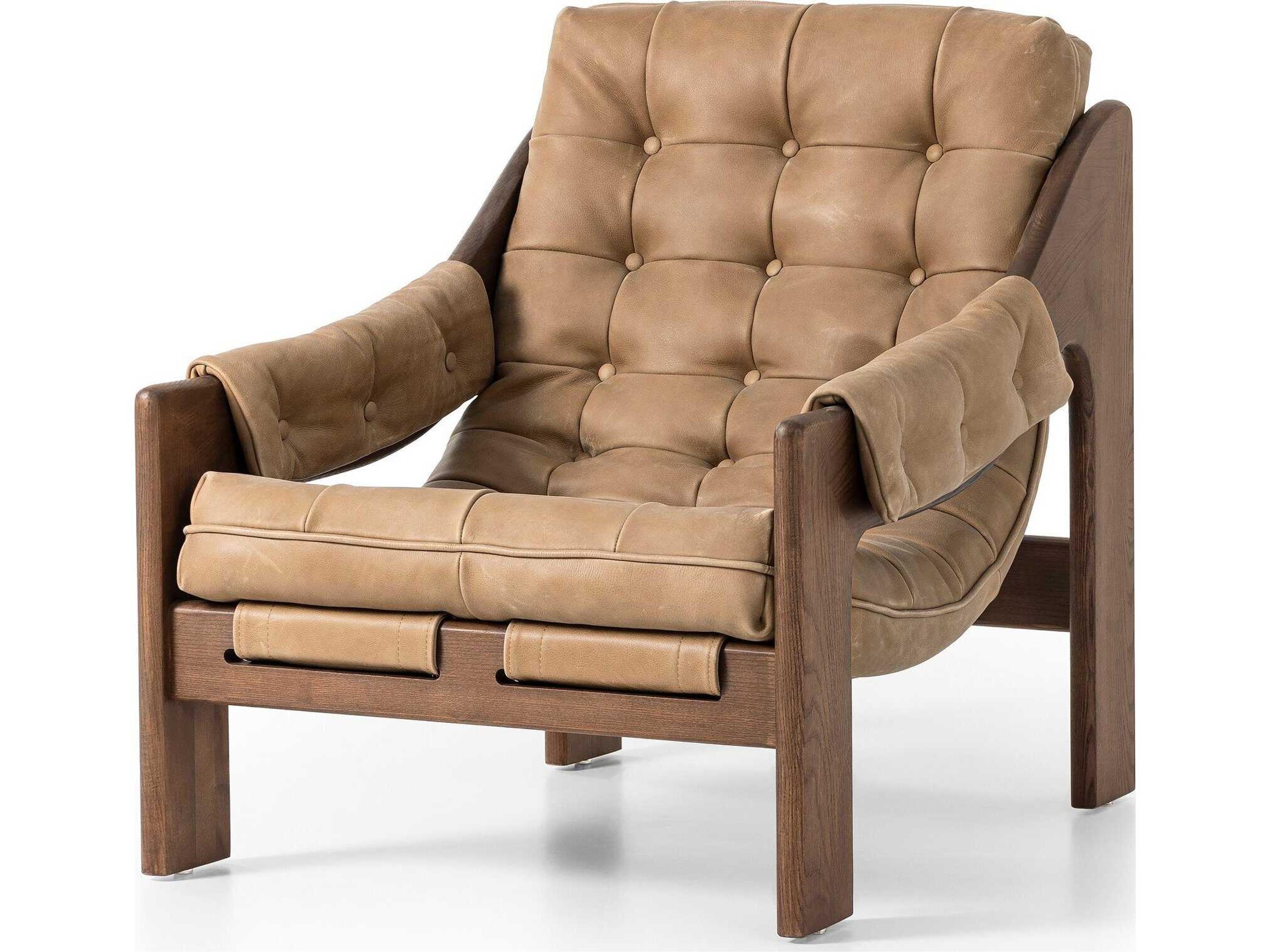 Kensington Halston Beige Leather Accent Chair