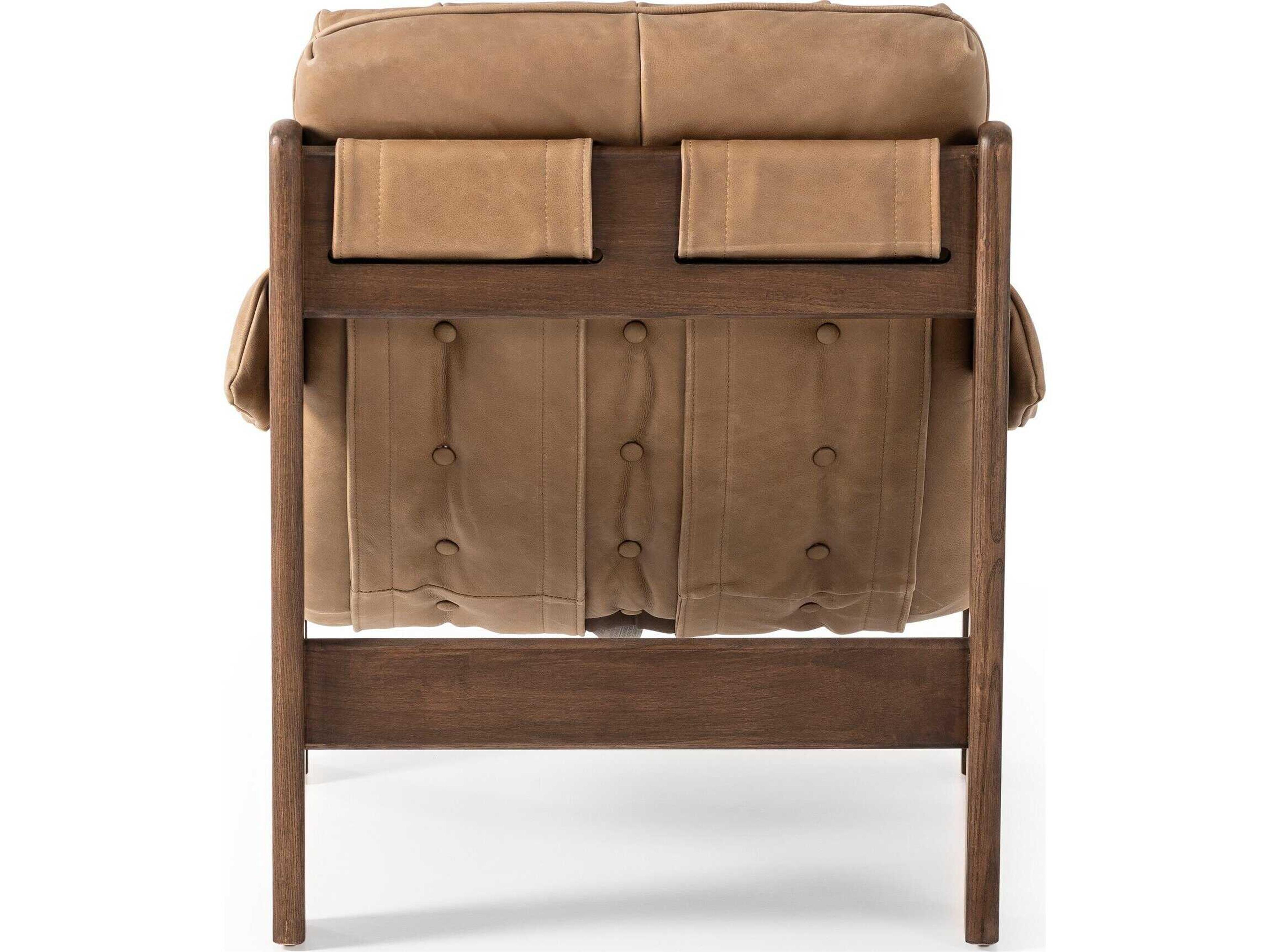 Four Hands Kensington Halston Beige Leather Accent Chair