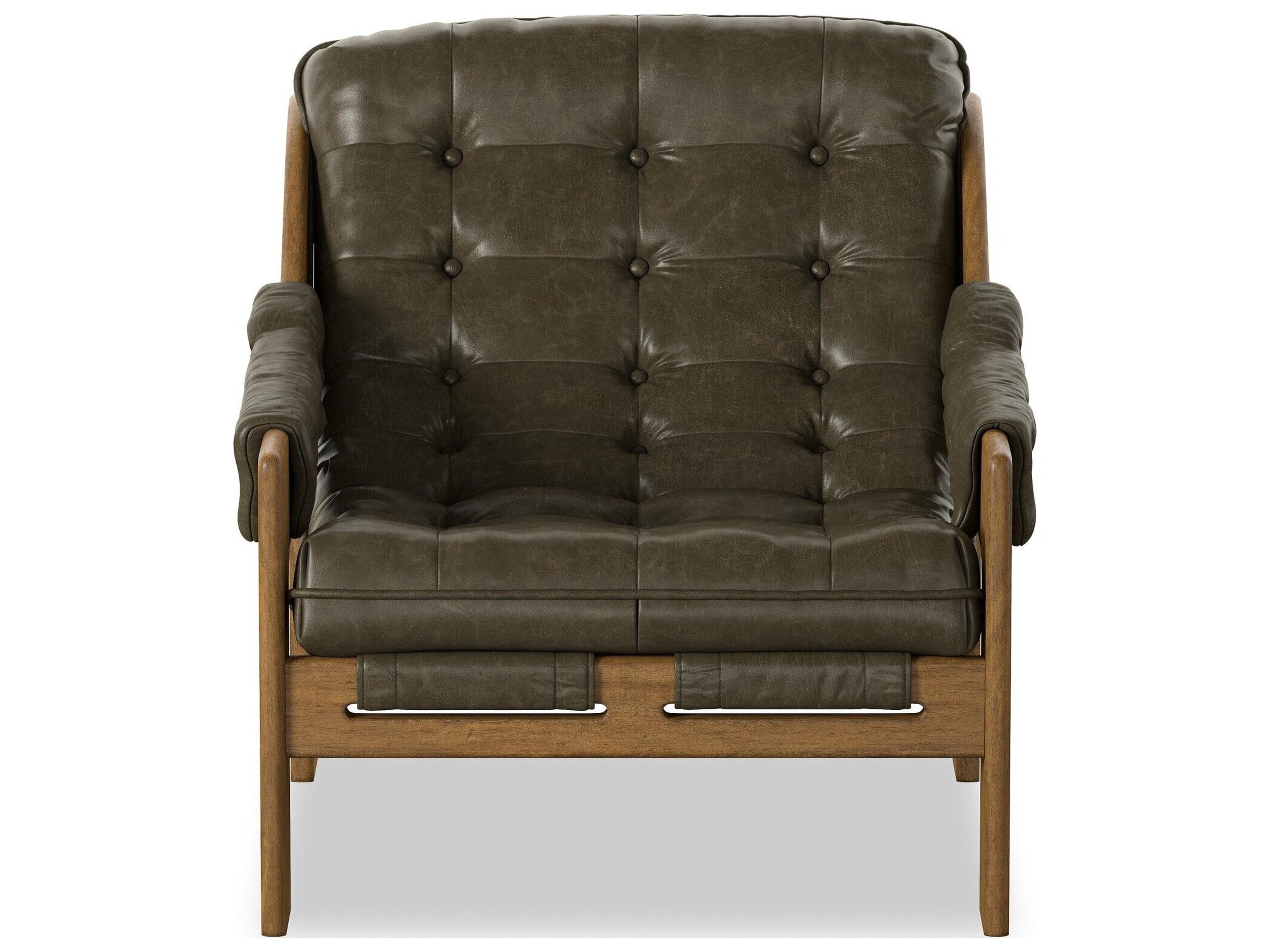 Four Hands Kensington Dulane Moss Leather Accent Chair