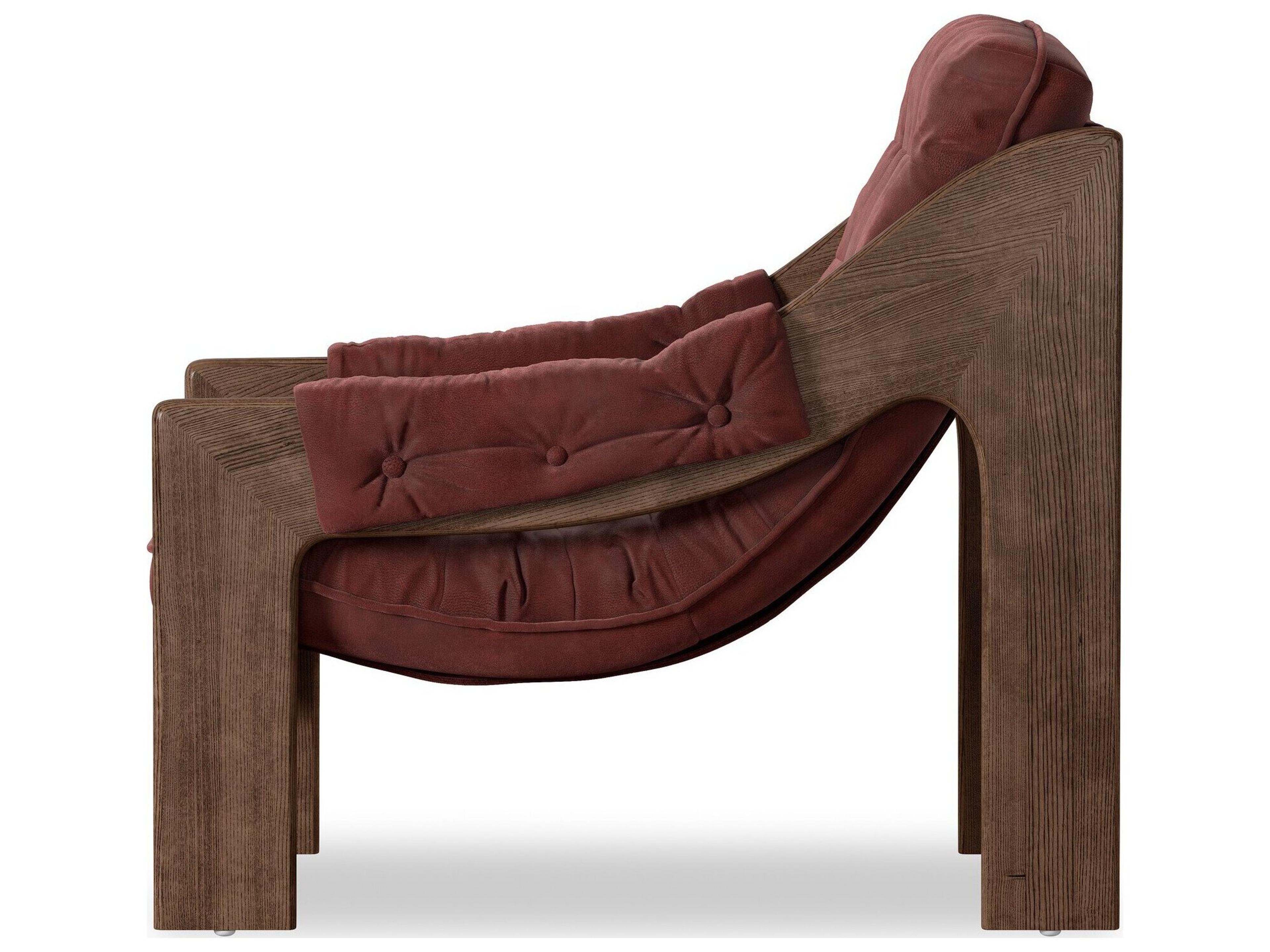 Four Hands Kensington Nubuck Burgundy Leather Accent Chair