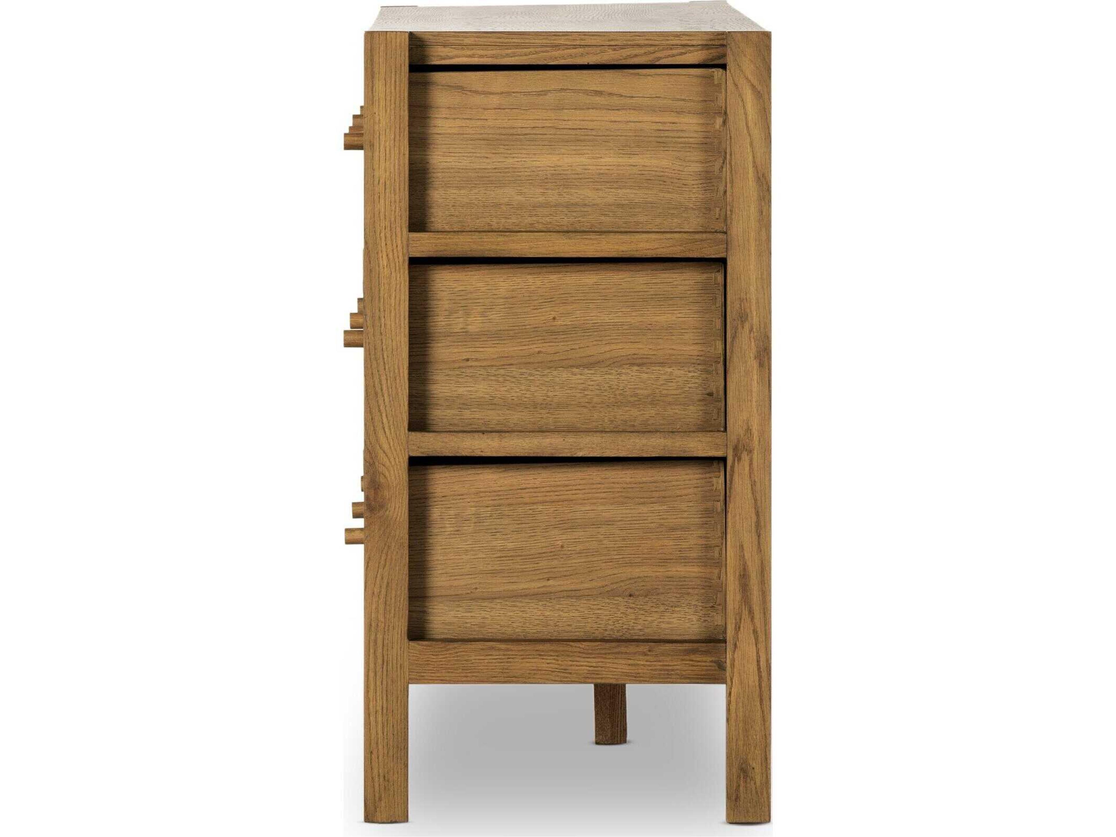 Four Hands Haiden Meadow 6-Drawers Brown Oak Wood Double Dresser