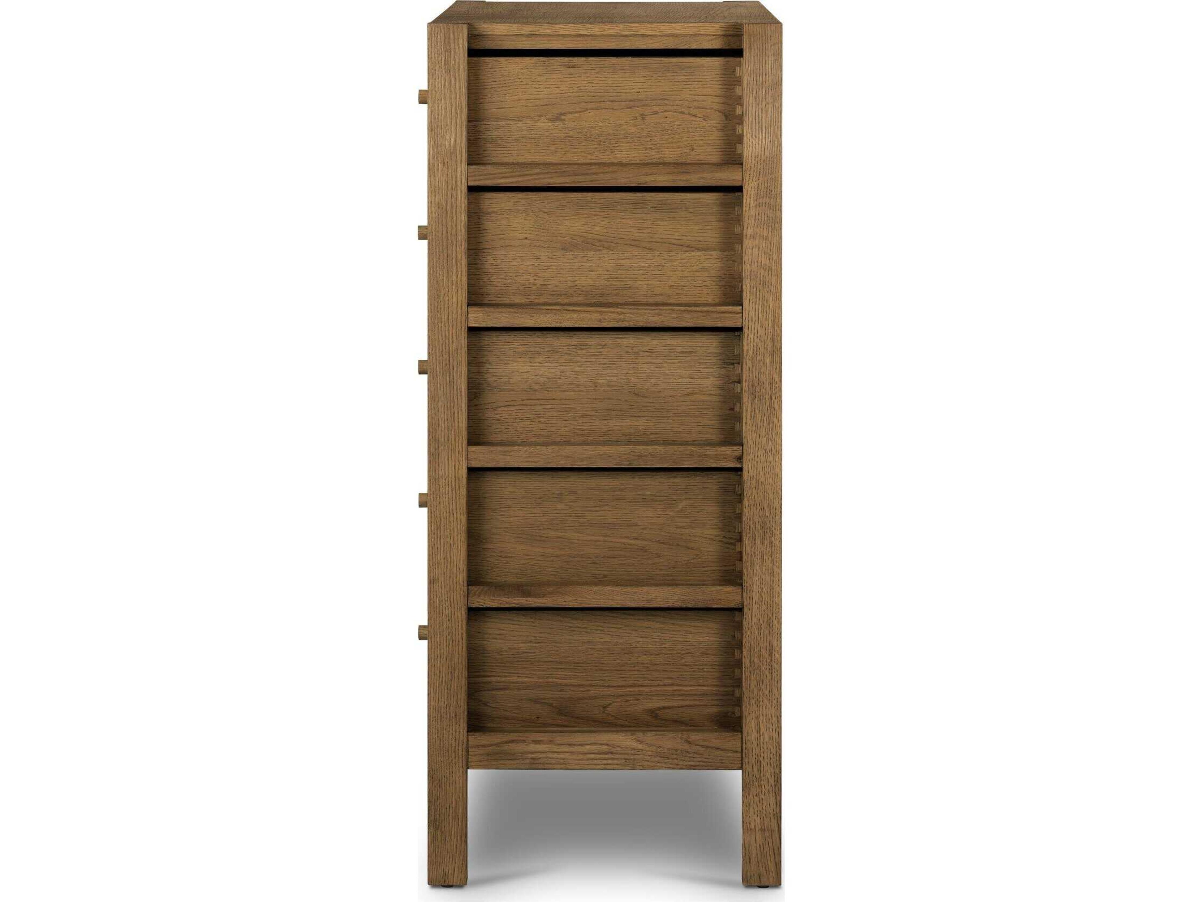 Four Hands Haiden 5-Drawers Tawny Oak Brown Wood Accent Chest
